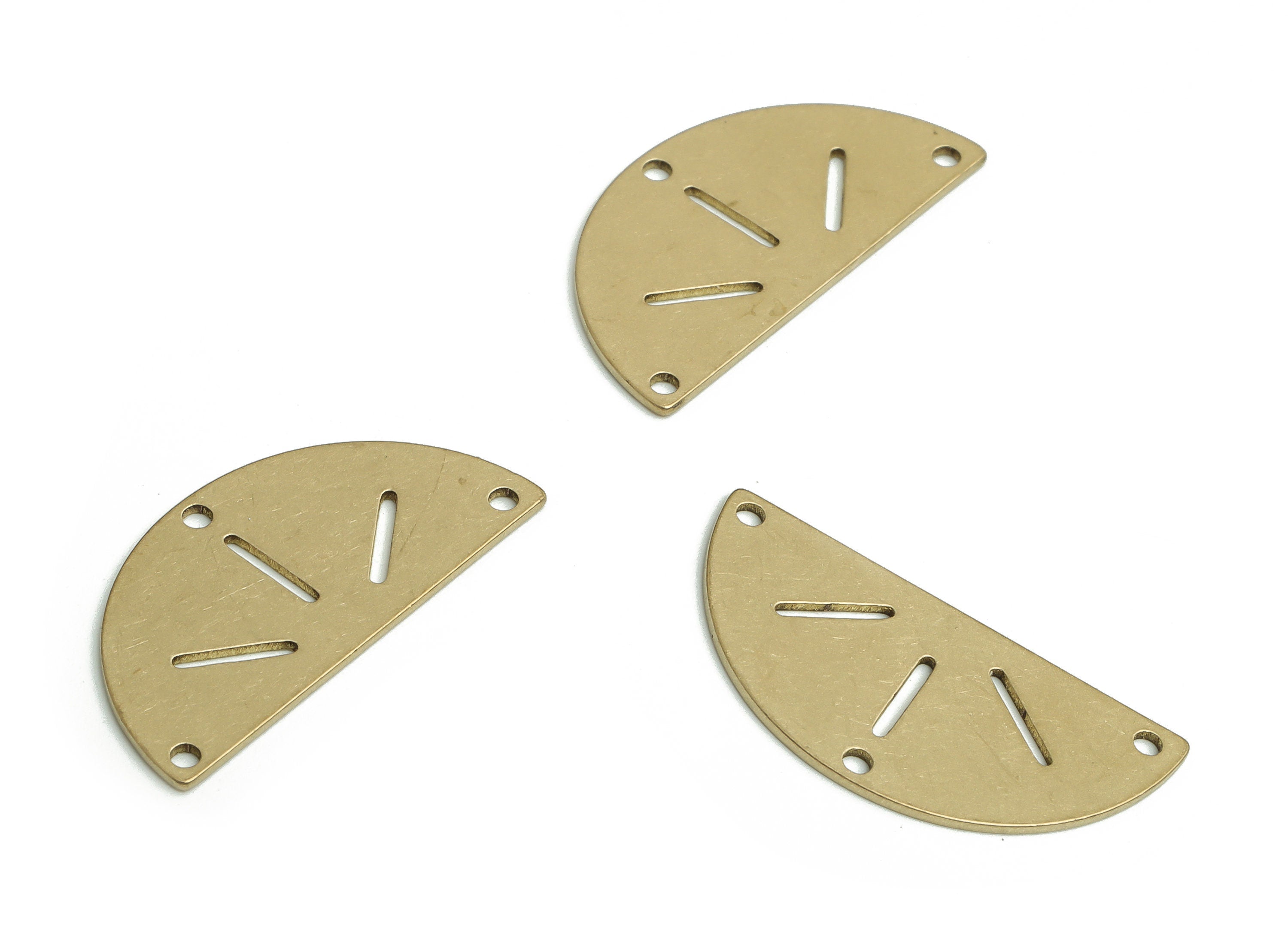Brass Semi circle Earring Connectors - Raw Brass Half Moon Charms and Pendant - Jewelry Making Supplies - 23x12x0.6mm - PP4797 - DOMEDBAZAAR
