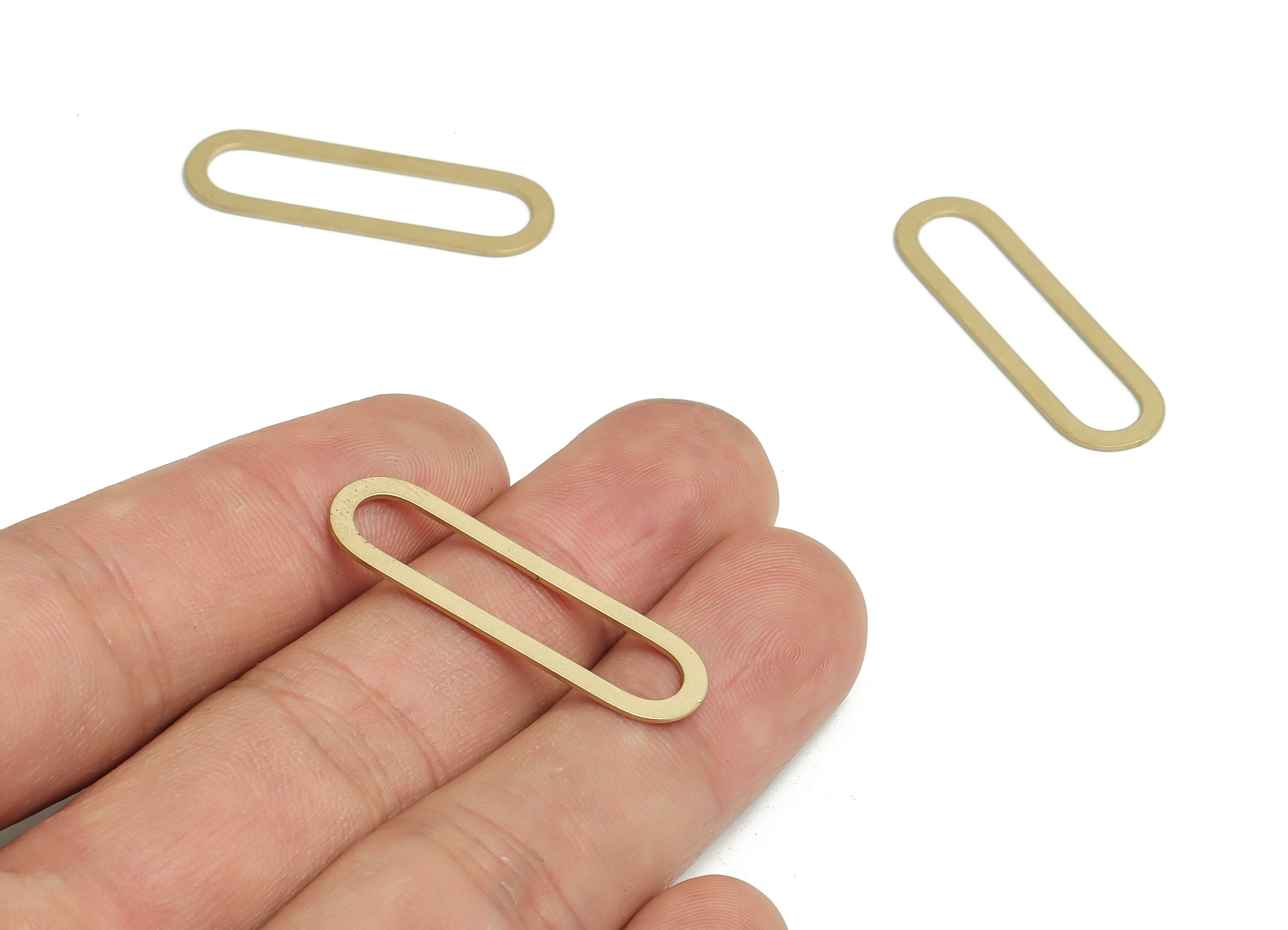 Brass Oval Link Connector - Raw Brass Oval Ring Connectors - Closed Ring - Jewelry Connector SuPPlies - 32.96x10x0.6mm - PP4747 - DOMEDBAZAAR
