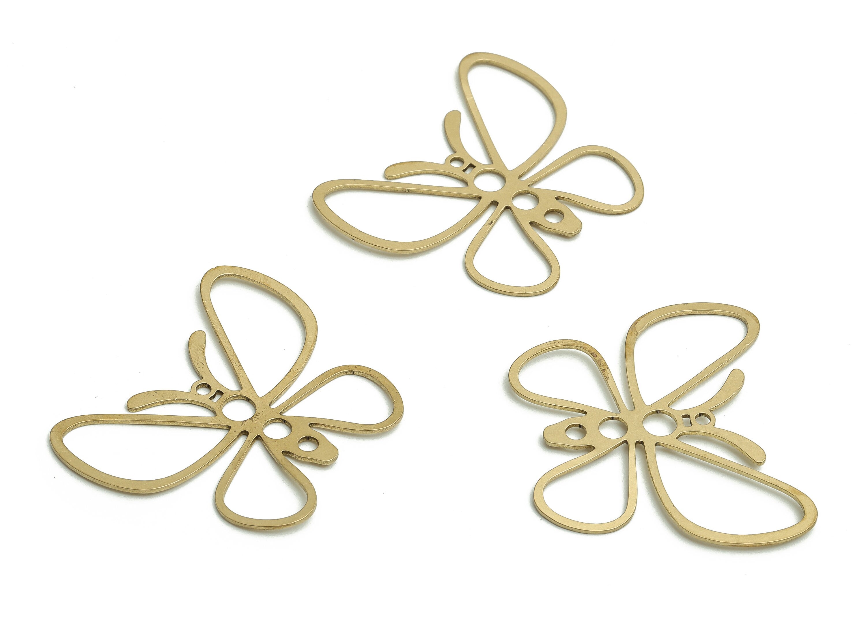 Brass Butterfly Earring Charms - Raw Brass Butterfly Pendant - DIY Jewelry Making Supplies - 37.7x31.16x0.71mm - PP4625 - DOMEDBAZAAR