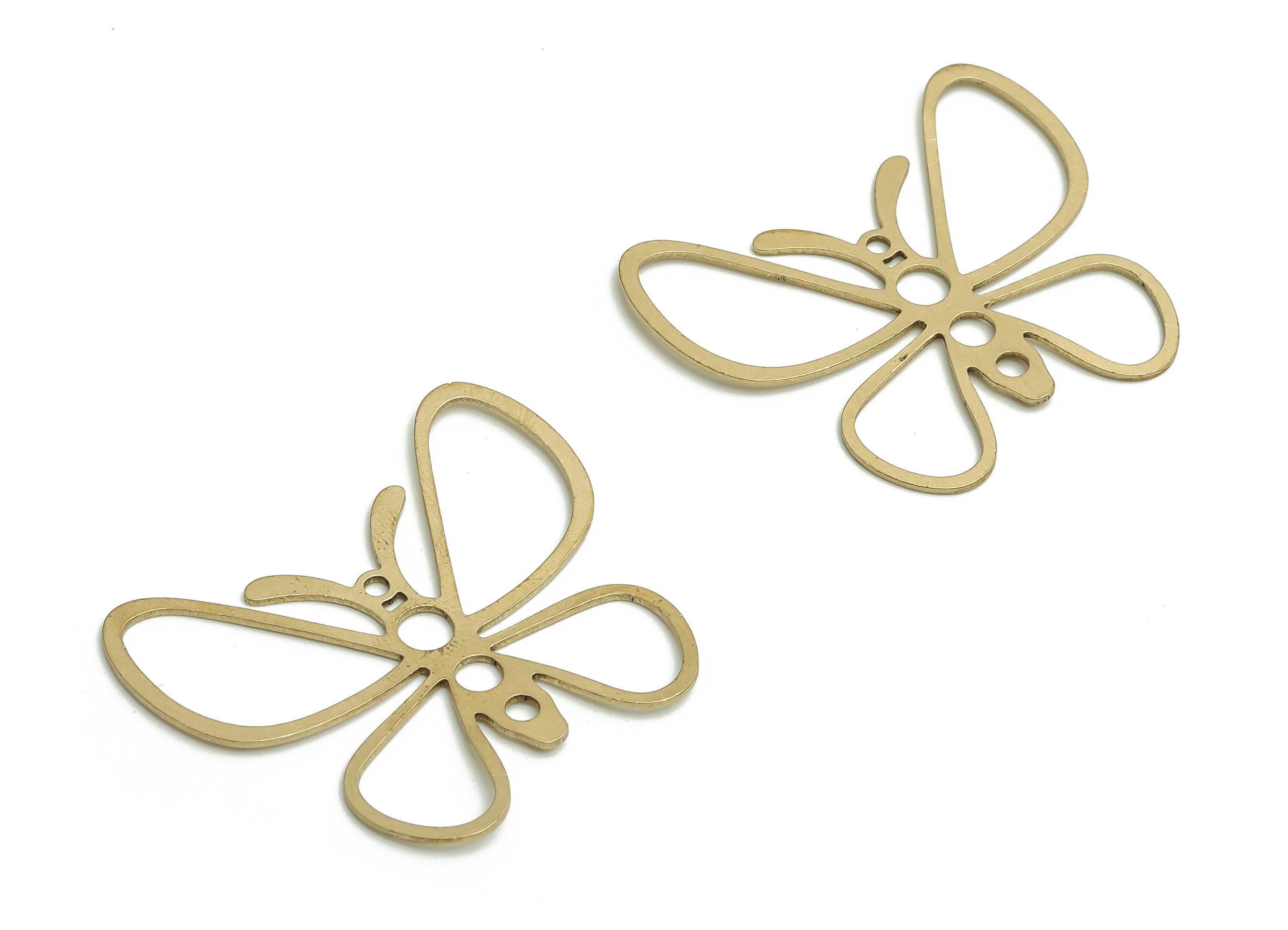 Brass Butterfly Earring Charms - Raw Brass Butterfly Pendant - DIY Jewelry Making Supplies - 37.7x31.16x0.71mm - PP4625 - DOMEDBAZAAR