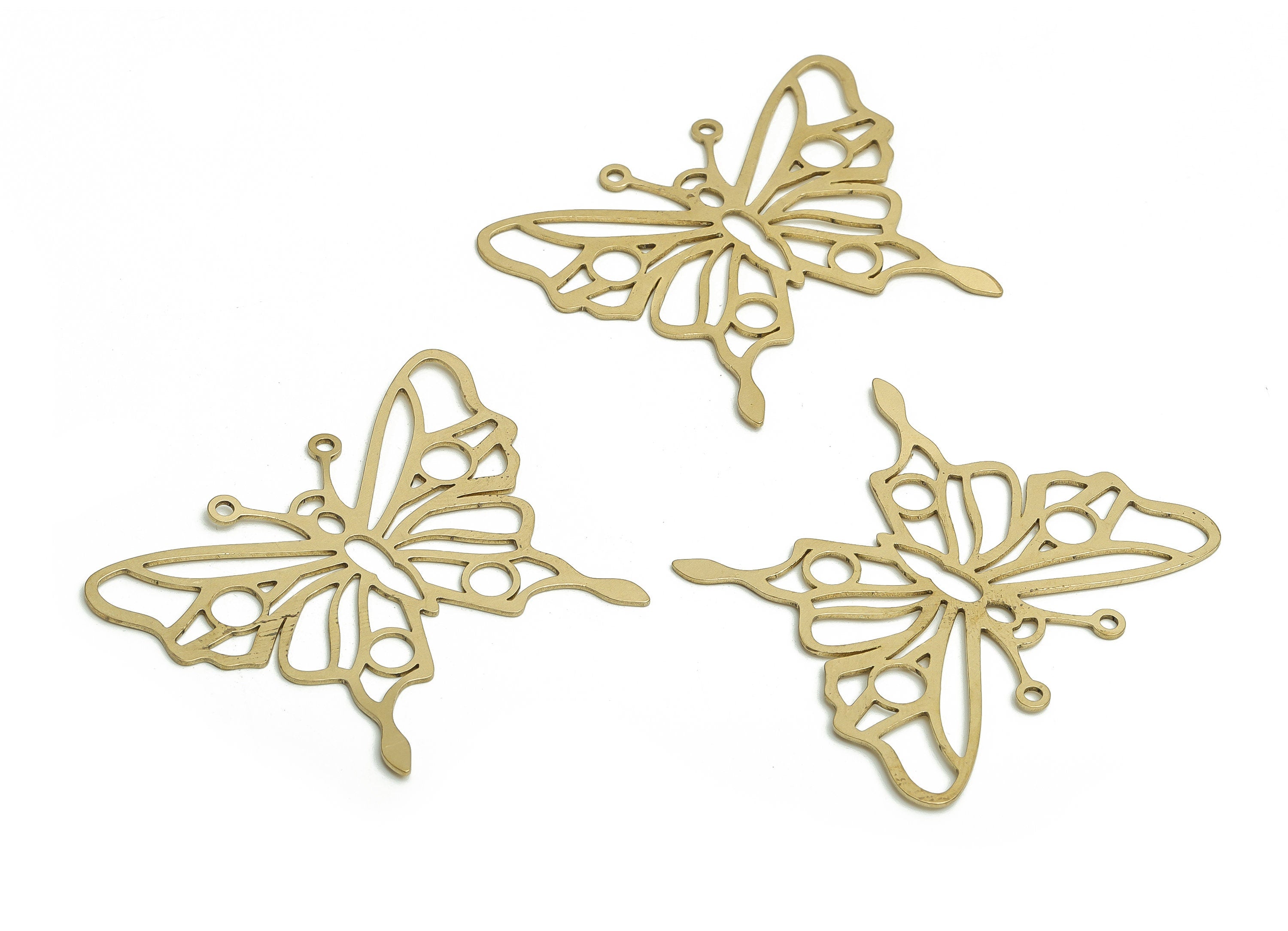 Brass Butterfly Earring Charms - Raw Brass Hollow Butterfly Pendant - Jewelry Making Supplies - 47.2x38.1x0.66mm - PP4620 - DOMEDBAZAAR