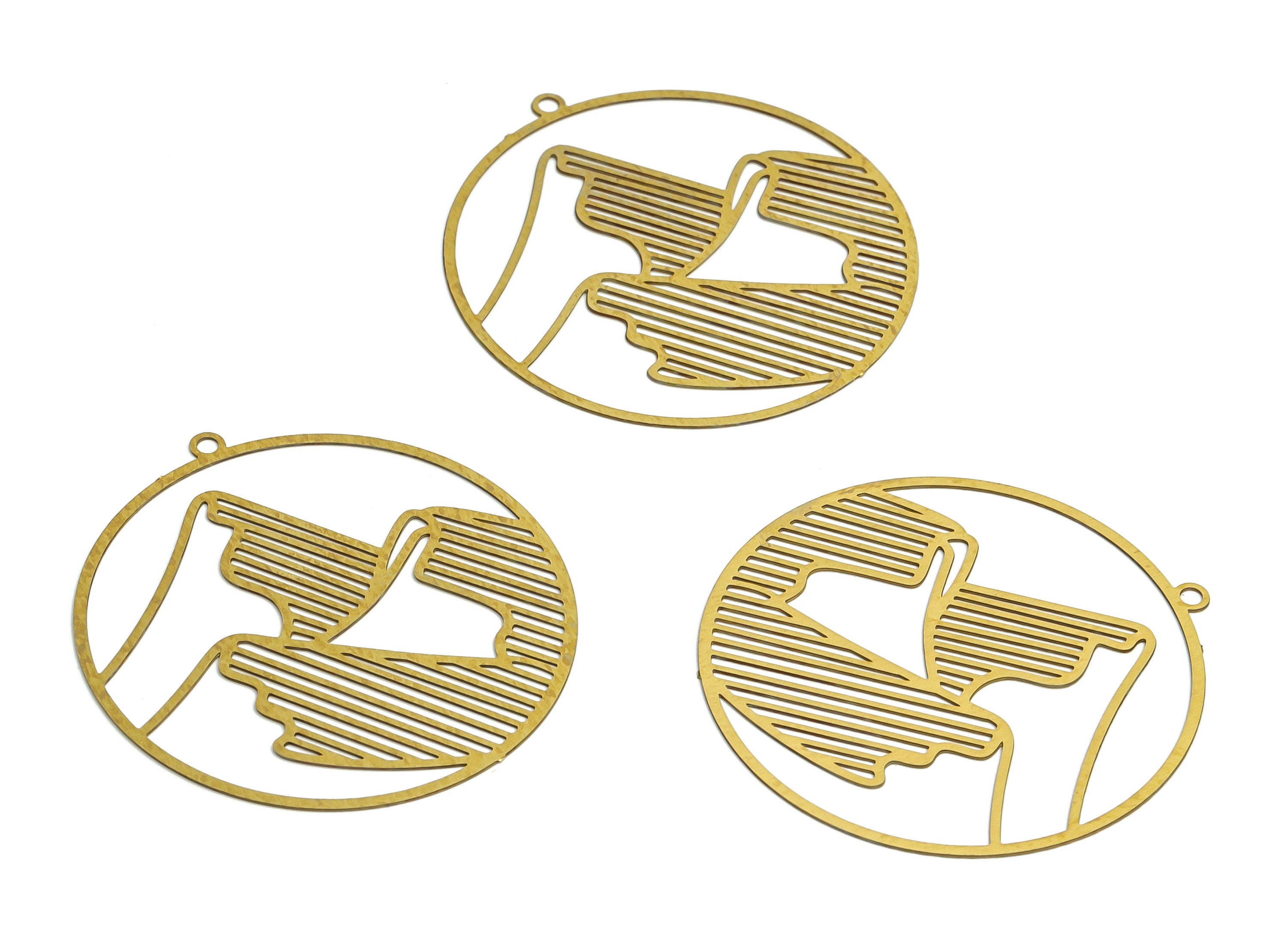 Brass Round Landscape Earring Charms - Raw Brass Hills Mountains Pendant - Jewelry Making Supplies - 36.8x34.82x0.29mm - JJB6766 - DOMEDBAZAAR