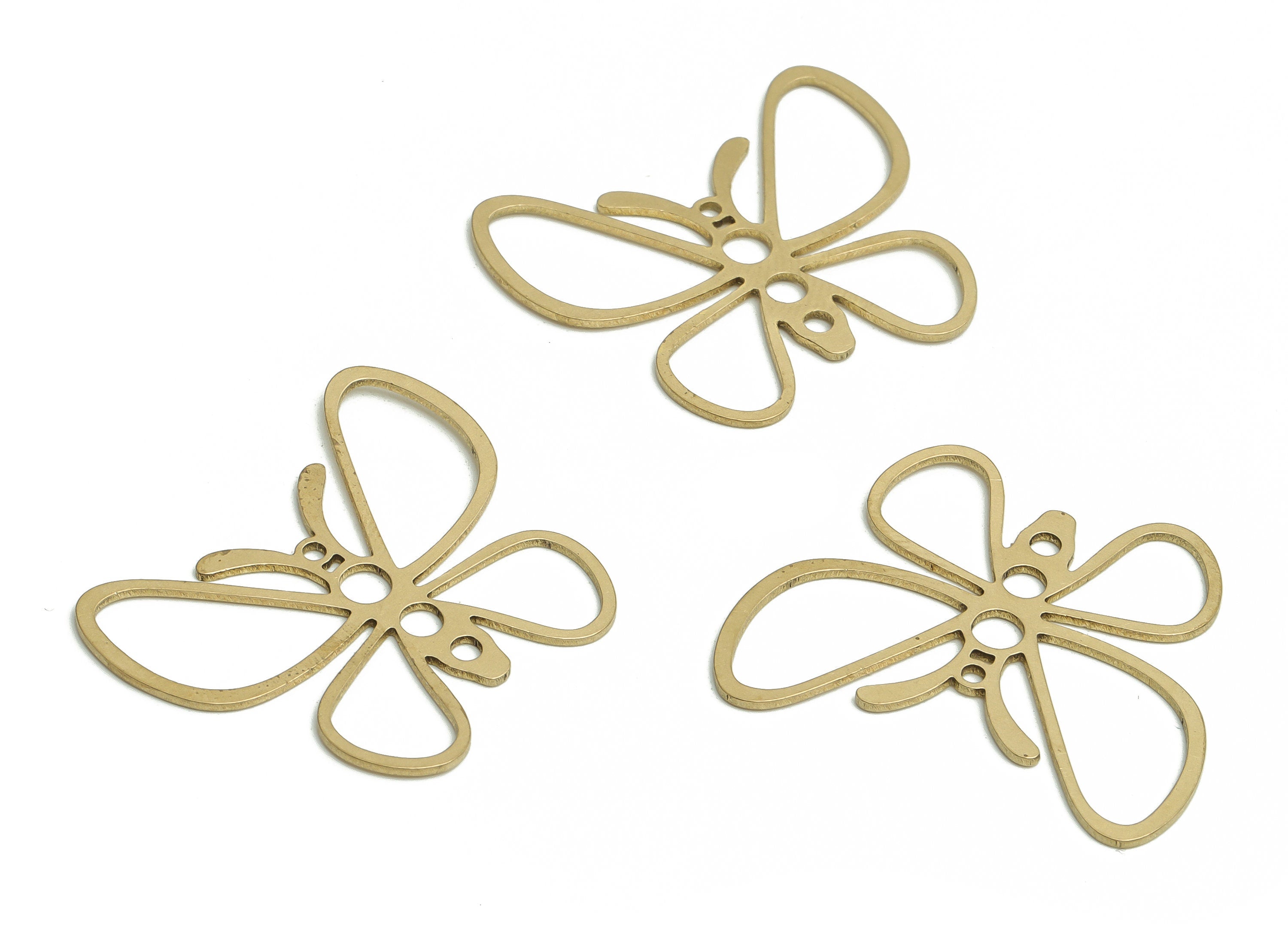 Brass Butterfly Earring Charms - Raw Brass Butterfly Pendant - DIY Jewelry Making Supplies - 29.65x25.63x0.69mm - PP4624 - DOMEDBAZAAR