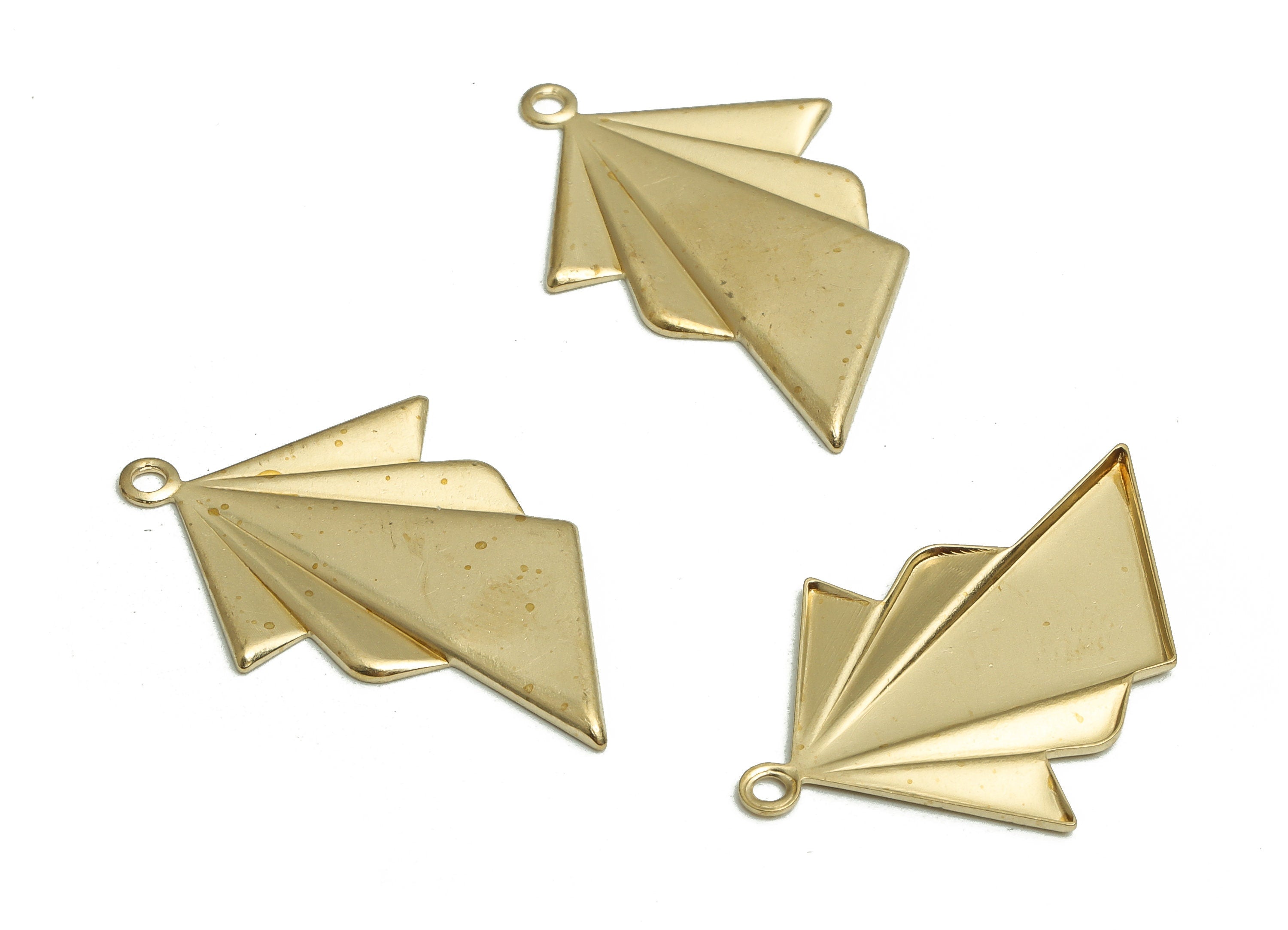 Brass Triangles Earring Charms - Raw Brass Triangles Pendant - Geometric Charm - Jewelry Making Supplies - 29.68x19.87x1.21mm - PP4724 - DOMEDBAZAAR