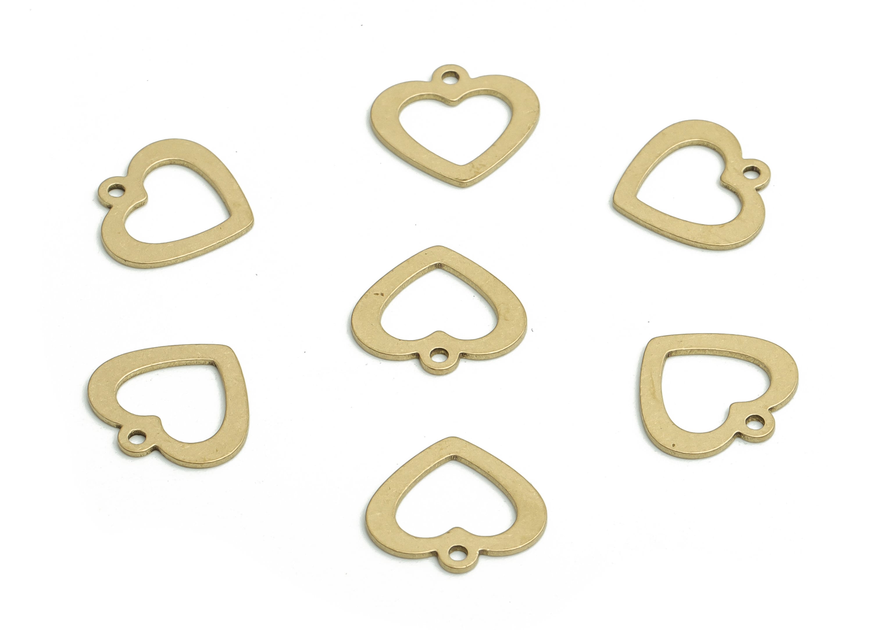Brass Heart Earring Charms - Raw Brass Heart Pendant - Jewelry Making Supplies - 11.36x10.72x0.59mm - PP4805 - DOMEDBAZAAR