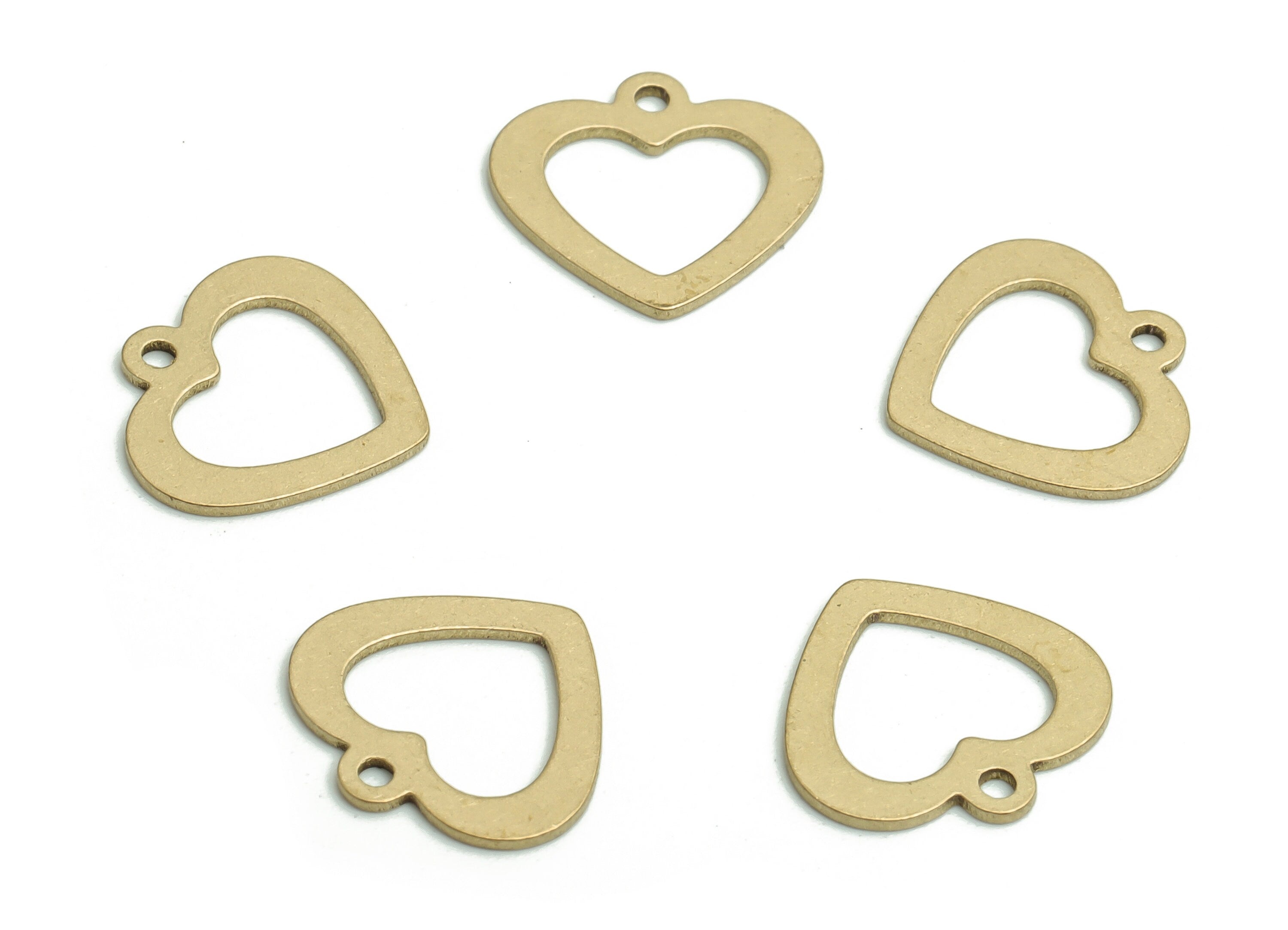 Brass Heart Earring Charms - Raw Brass Heart Pendant - Jewelry Making Supplies - 11.36x10.72x0.59mm - PP4805 - DOMEDBAZAAR