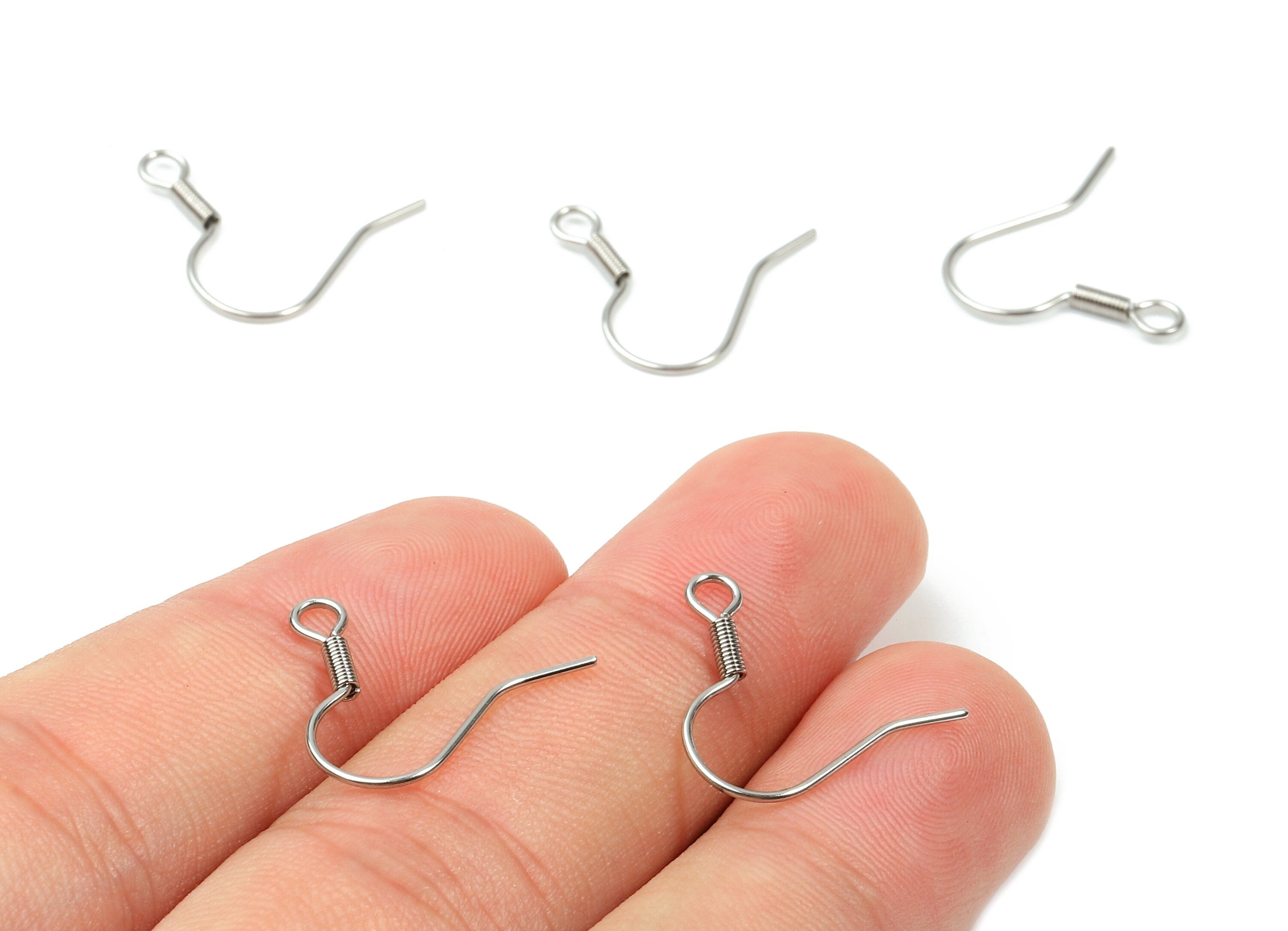 Brass Earring Hook - Brass Earring Ear Wires - Silver Tone Plated - Earring Findings - Jewelry Supplies - 19.52x17.36x1.7mm - PP2827 - DOMEDBAZAAR