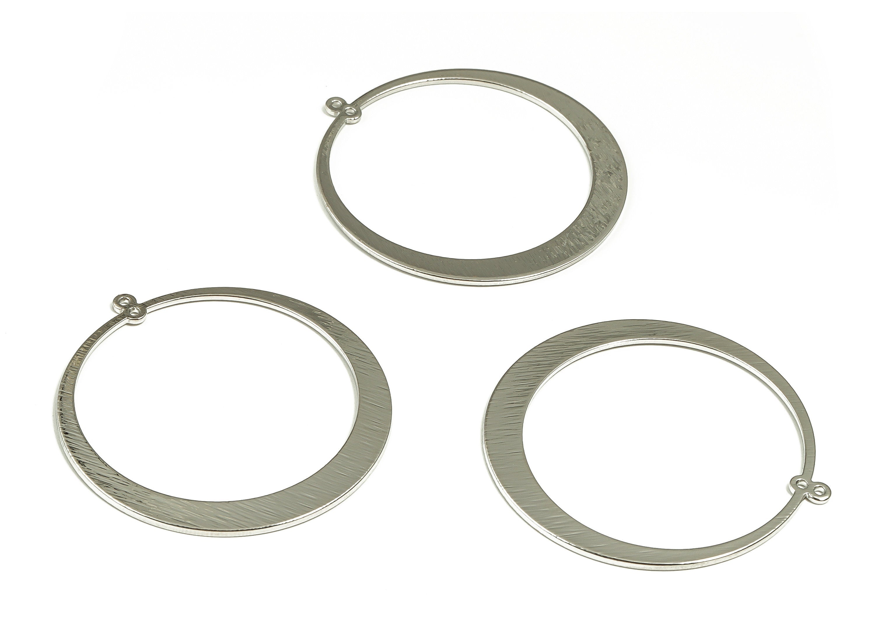 Brass Circle Charms - Silver Tone Plated Brass Circle Shape Pendant - Earring Findings - Jewelry Supplies - 48.37x45.59x1.31mm - PP2063S - DOMEDBAZAAR