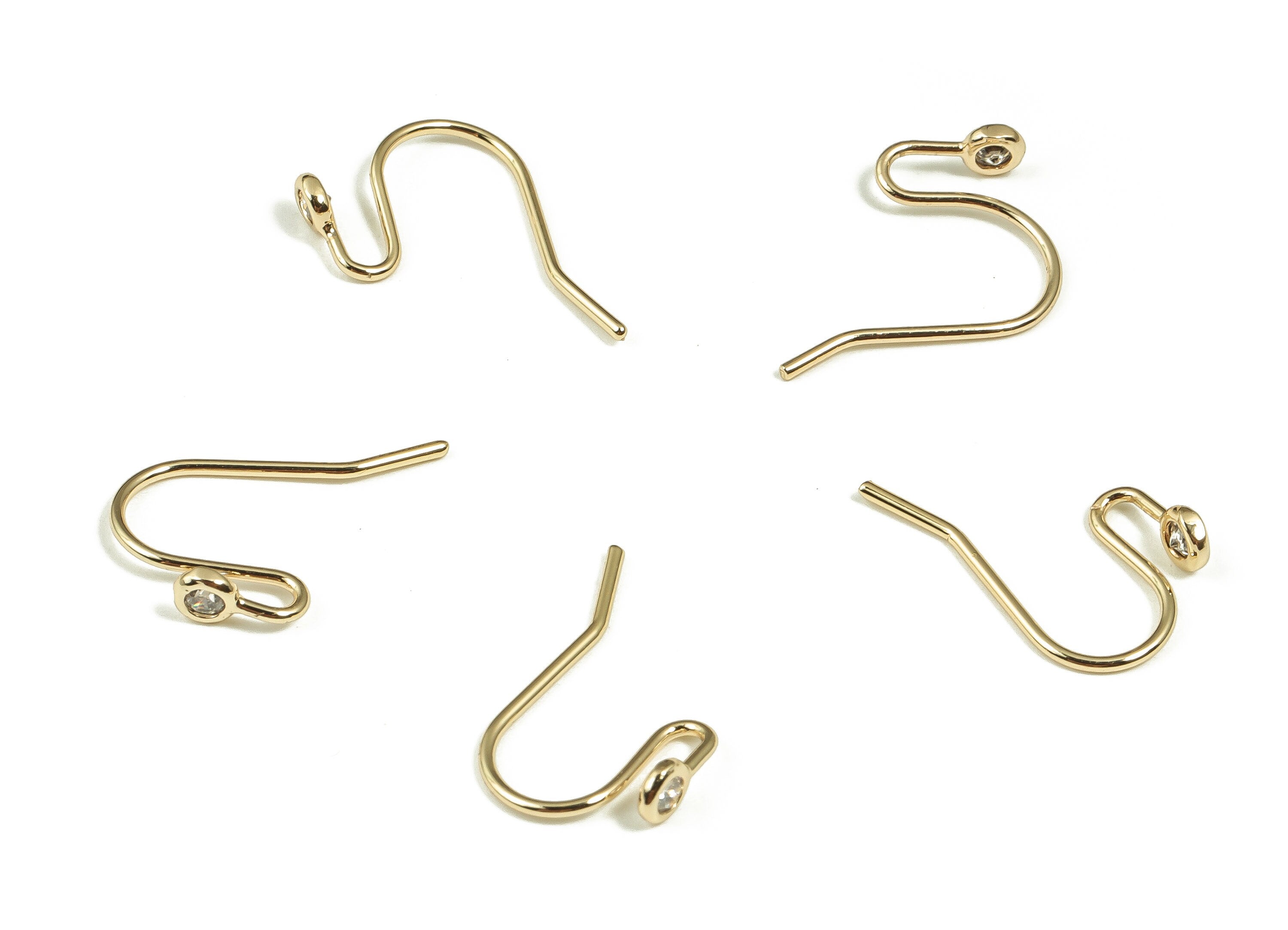 18K Real Gold Plated Brass Earring Wire - Brass Ear Wire - Earring Findings- Gold Earring Wire- Jewelry Supplies- 16.33x9.86x0.74mm- RGP4044 - DOMEDBAZAAR