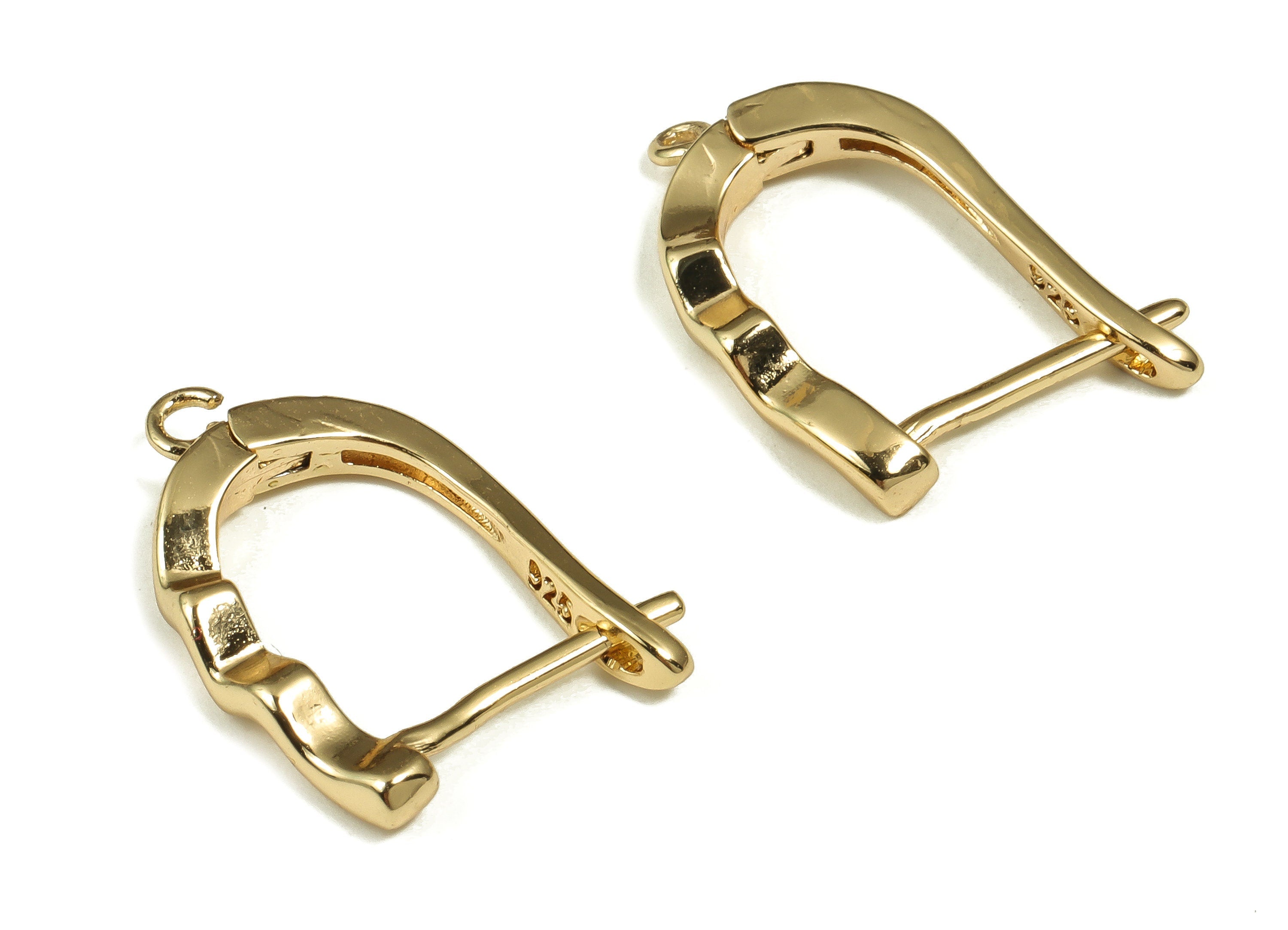 Wave Hoop Earring with Open Ring – Huggie Earring Stud – DIY Earring Findings –18k Gold Plated Brass Earring -17.78×12.34×2.24mm – RGP4035 - DOMEDBAZAAR