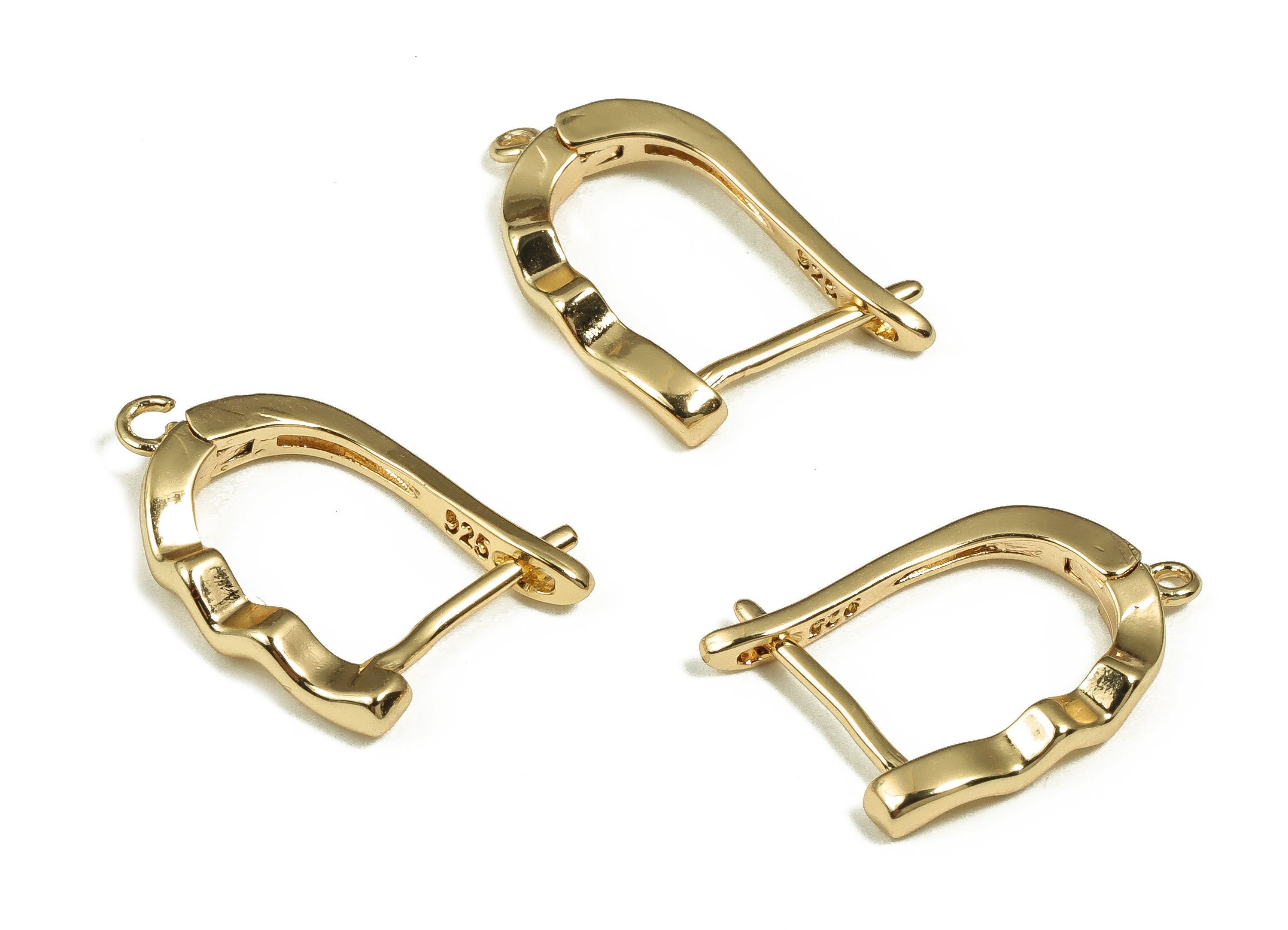 Wave Hoop Earring with Open Ring – Huggie Earring Stud – DIY Earring Findings –18k Gold Plated Brass Earring -17.78×12.34×2.24mm – RGP4035 - DOMEDBAZAAR
