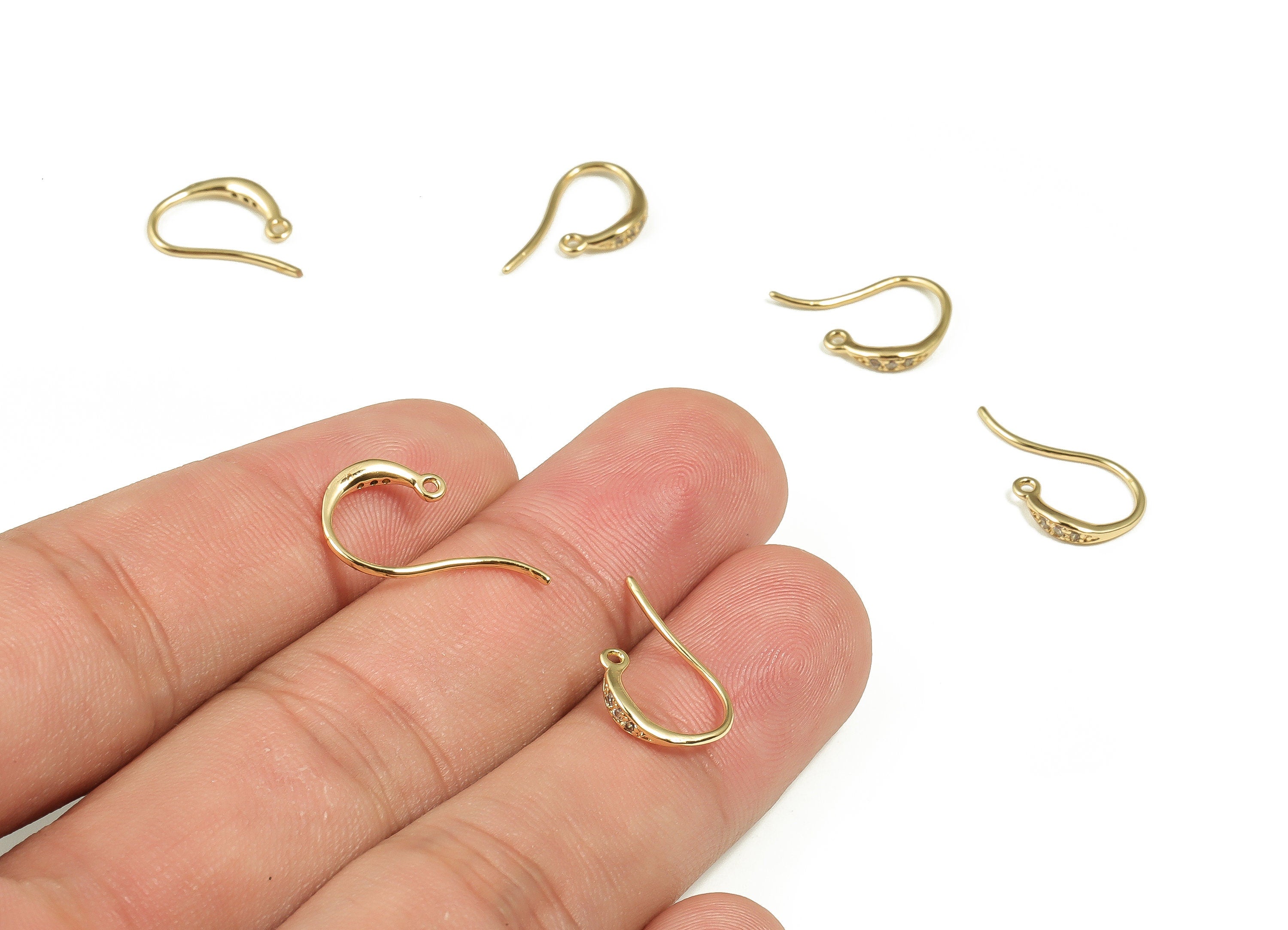 18K Real Gold Plated Brass Earring Wire - Brass Ear Wire - Earring Findings- Snake Earring Wire- Jewelry Supplies- 16.26x9.58x2.07mm-RGP4045 - DOMEDBAZAAR