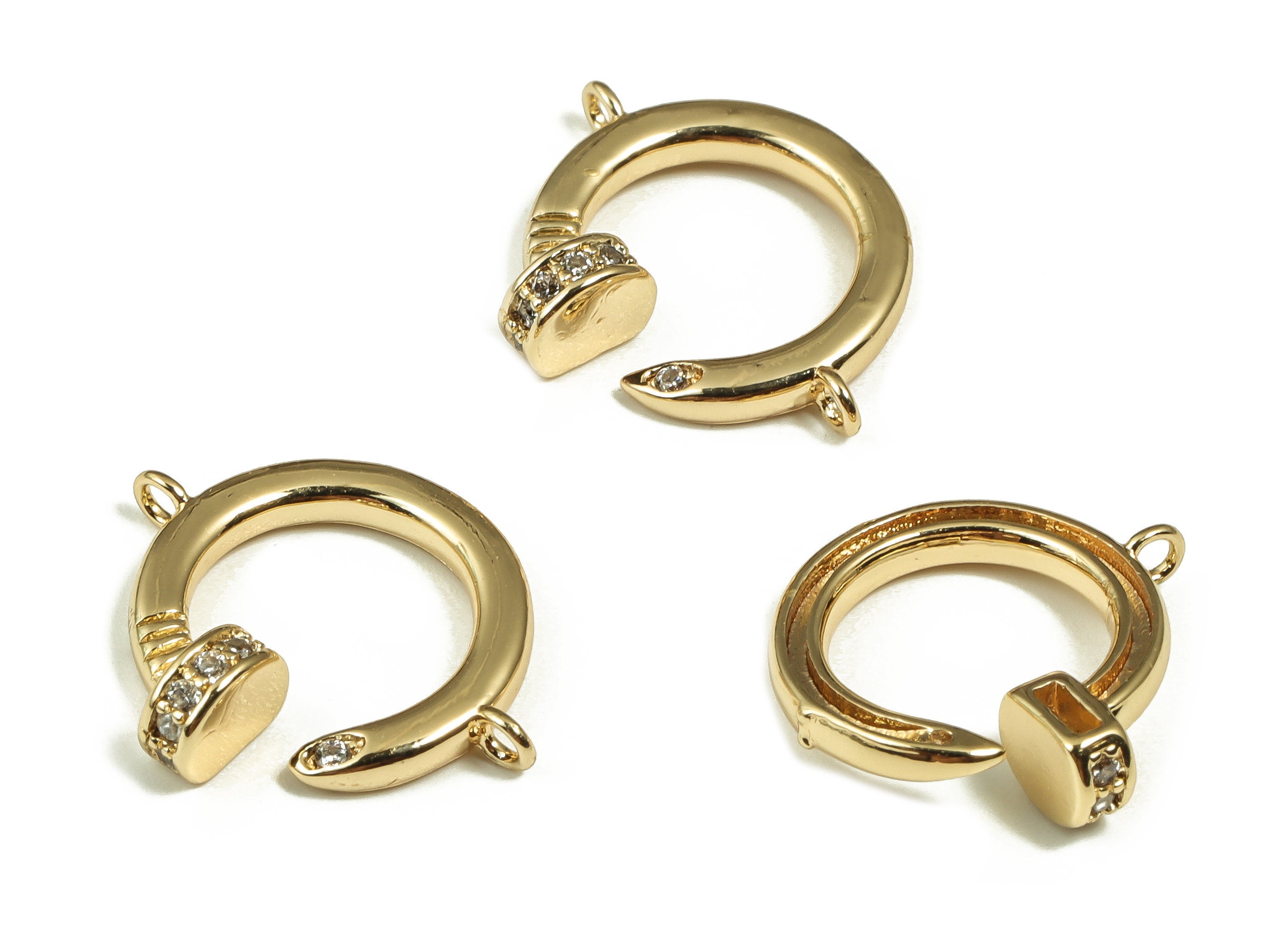 Brass Round Connector – Fish Necklace Jewelry Connector – Bracelet Connector - 18K Real Gold Plated Brass - 16.35x13.38x2.07mm – RGP4042 - DOMEDBAZAAR