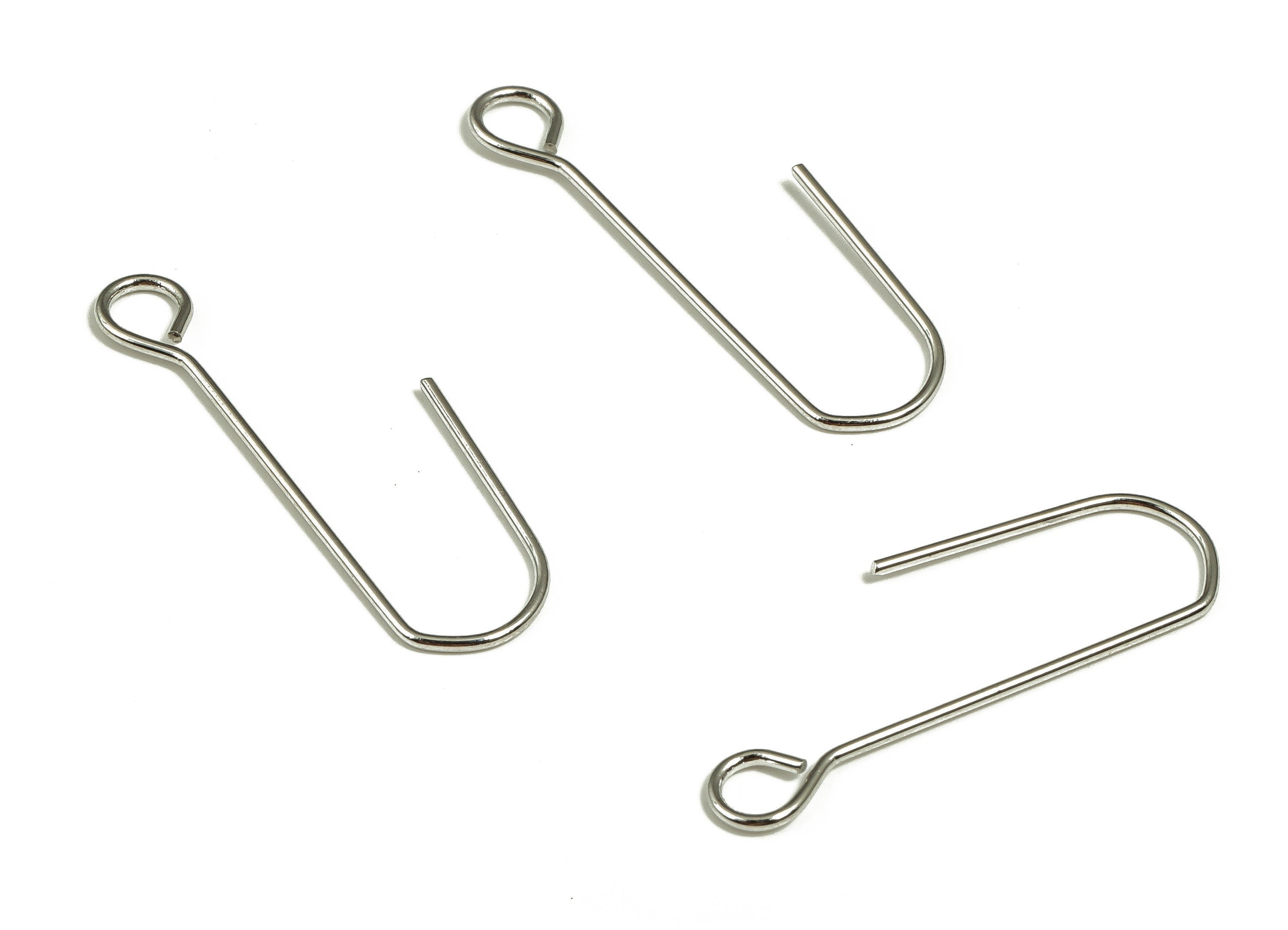 18K Real White Gold Plated Brass Earring Wire - Brass Ear Wire - Earring Findings - Jewelry Making Supplies - 26.12x8.03x0.74mm - RGP4053 - DOMEDBAZAAR