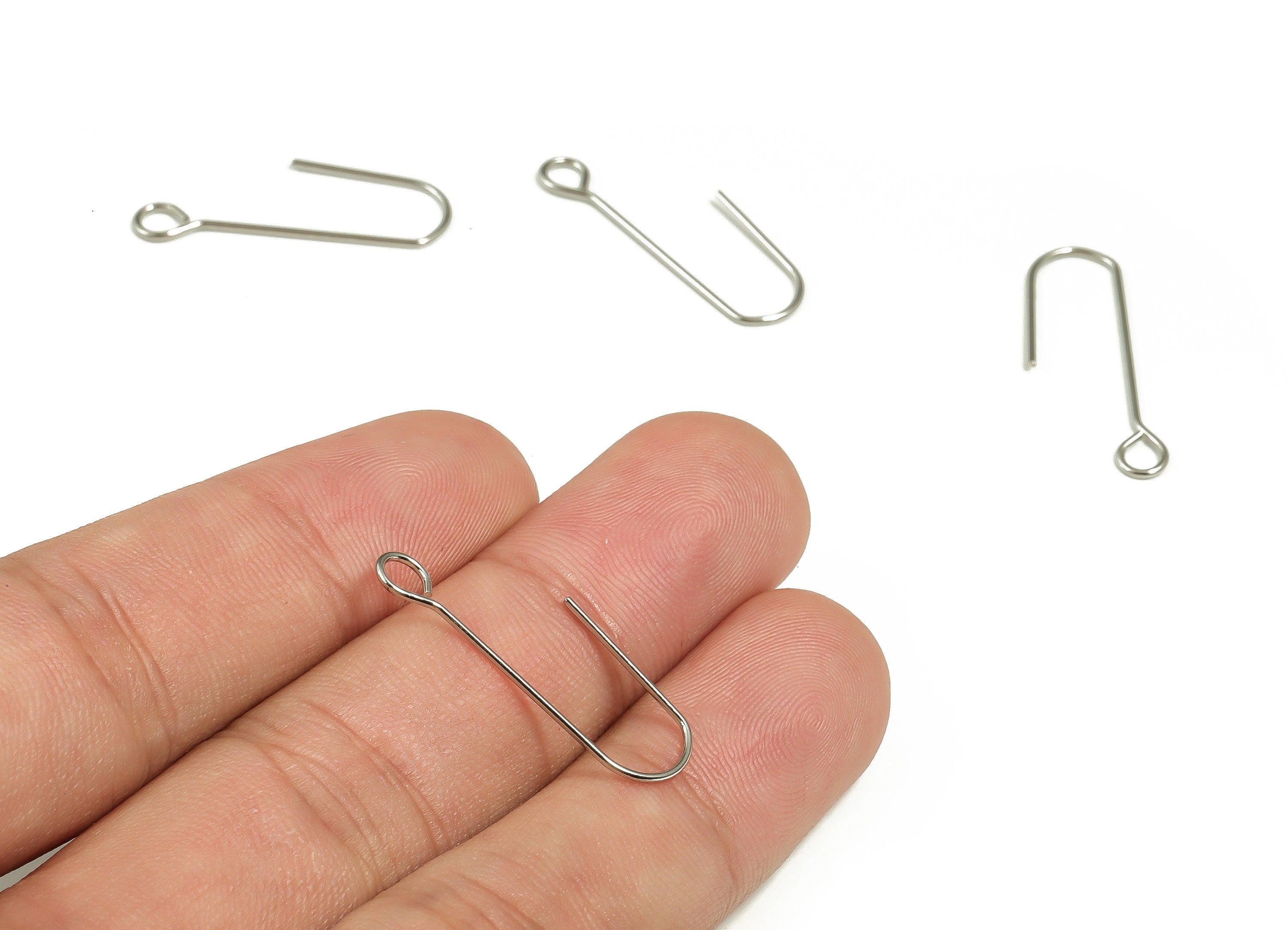 18K Real White Gold Plated Brass Earring Wire - Brass Ear Wire - Earring Findings - Jewelry Making Supplies - 26.12x8.03x0.74mm - RGP4053 - DOMEDBAZAAR