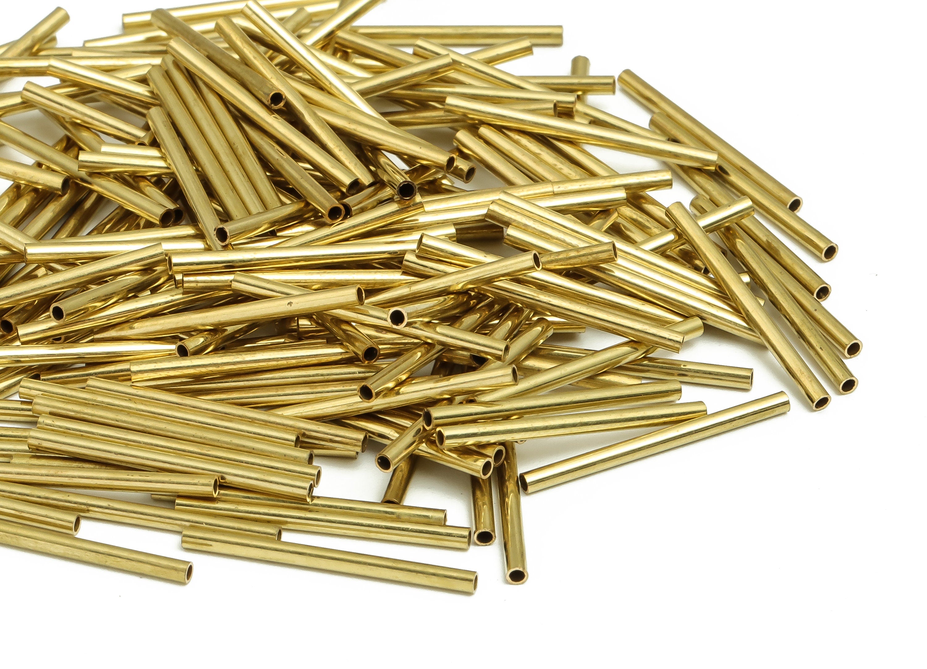 Round Brass Himmeli Tubes - Raw Brass Himmeli DIY Tube Beads - Circle Pipes for Geometric Shapes - For Air Plants -1.5x0.2x20mm- PP4567-20 - DOMEDBAZAAR