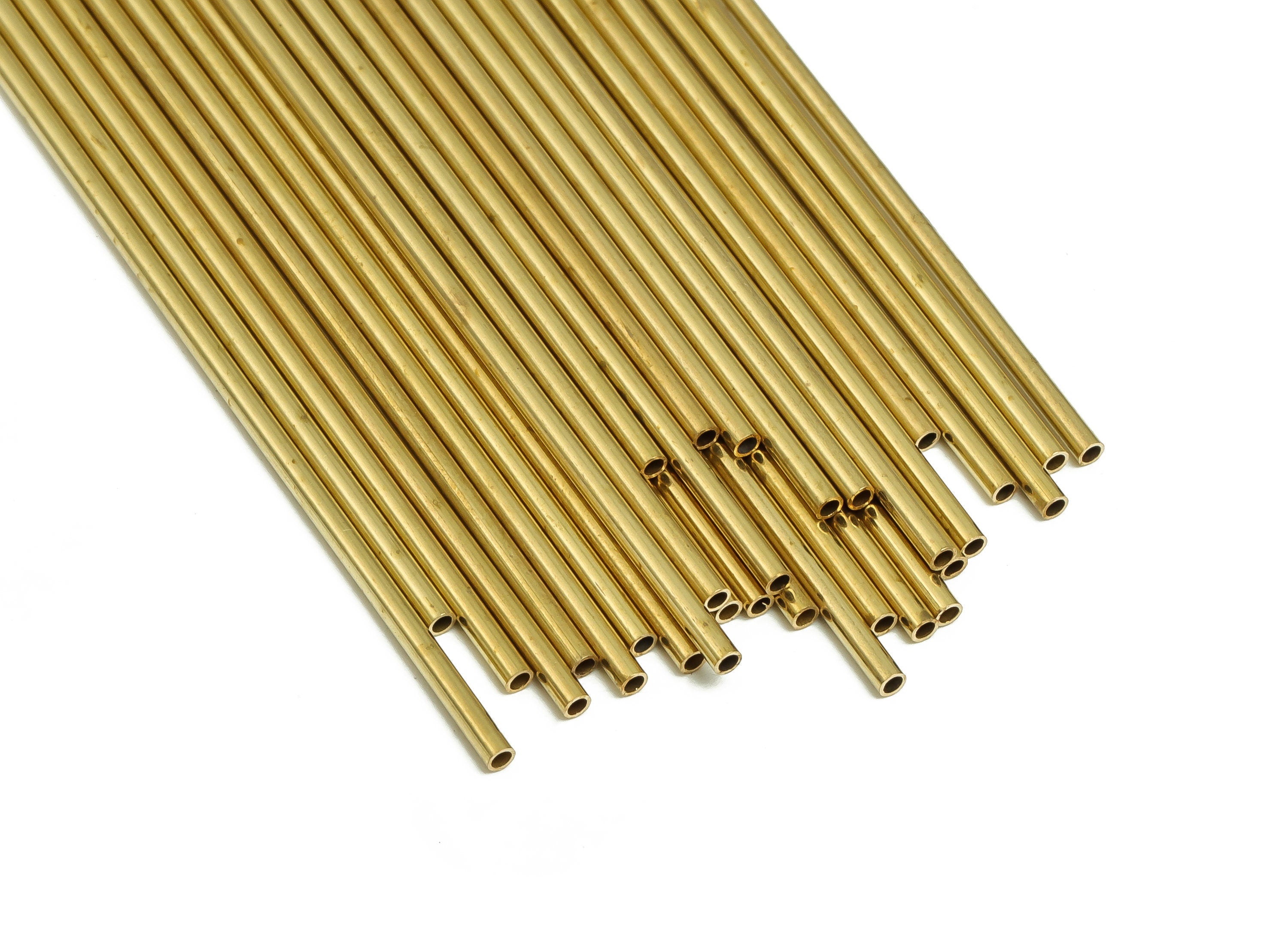 Round Brass Himmeli Tubes - Raw Brass Himmeli DIY Tube Beads - Circle Pipes for Geometric Shapes - For Air Plants -1.5x0.2x60mm- PP4567-60 - DOMEDBAZAAR