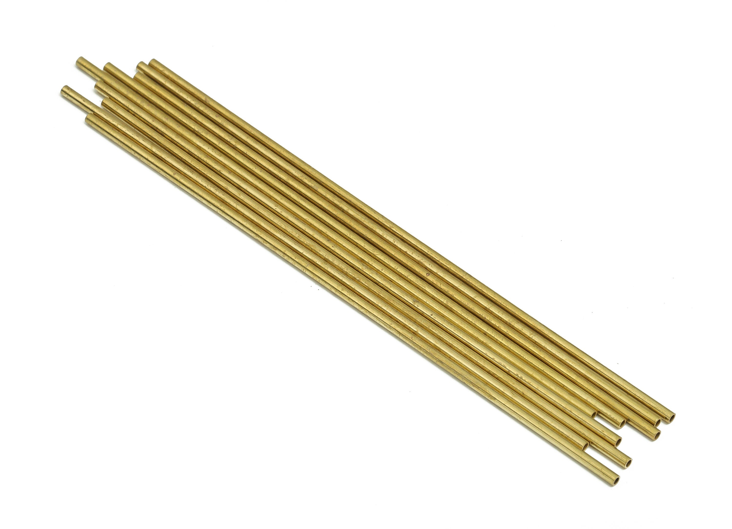 Round Brass Himmeli Tubes - Raw Brass Himmeli DIY Tube Beads - Circle Pipes for Geometric Shapes - For Air Plants -1.5x0.2x90mm- PP4567-90 - DOMEDBAZAAR