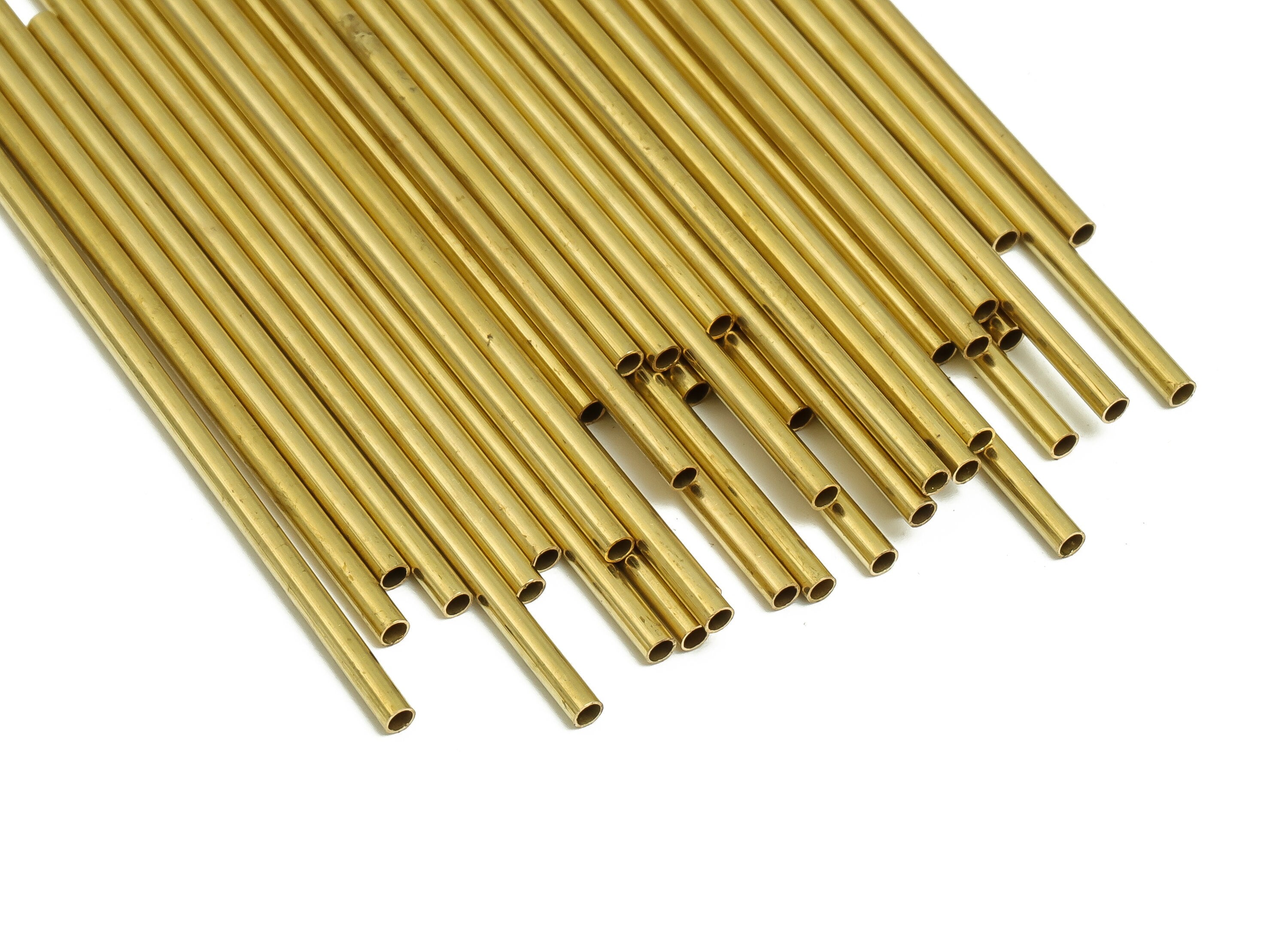 Round Brass Himmeli Tubes - Raw Brass Himmeli DIY Tube Beads - Circle Pipes for Geometric Shapes - For Air Plants -2x0.2x60mm- PP4568-60 - DOMEDBAZAAR