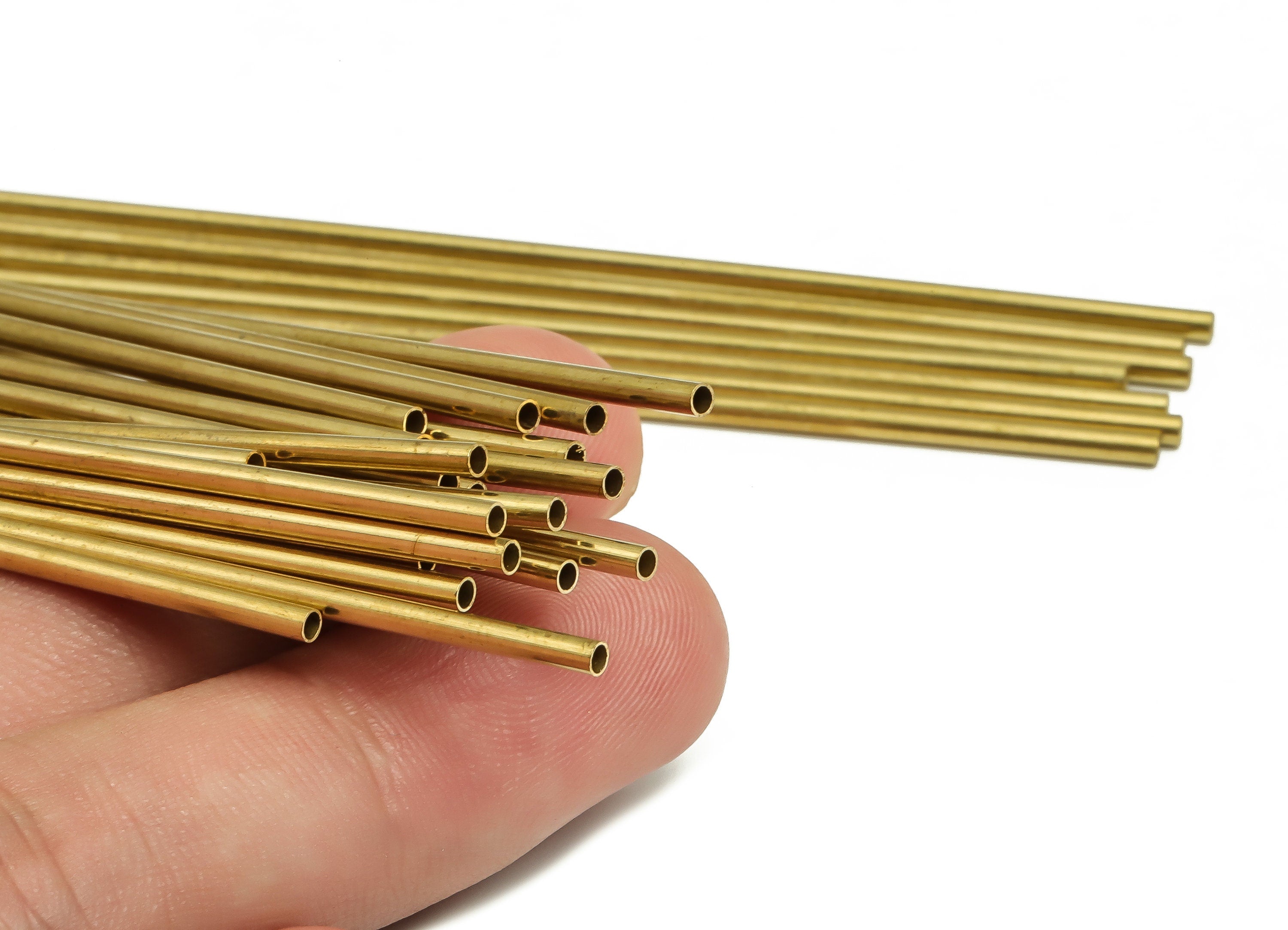 Round Brass Himmeli Tubes - Raw Brass Himmeli DIY Tube Beads - Circle Pipes for Geometric Shapes - For Air Plants -2x0.2x80mm- PP4568-80 - DOMEDBAZAAR