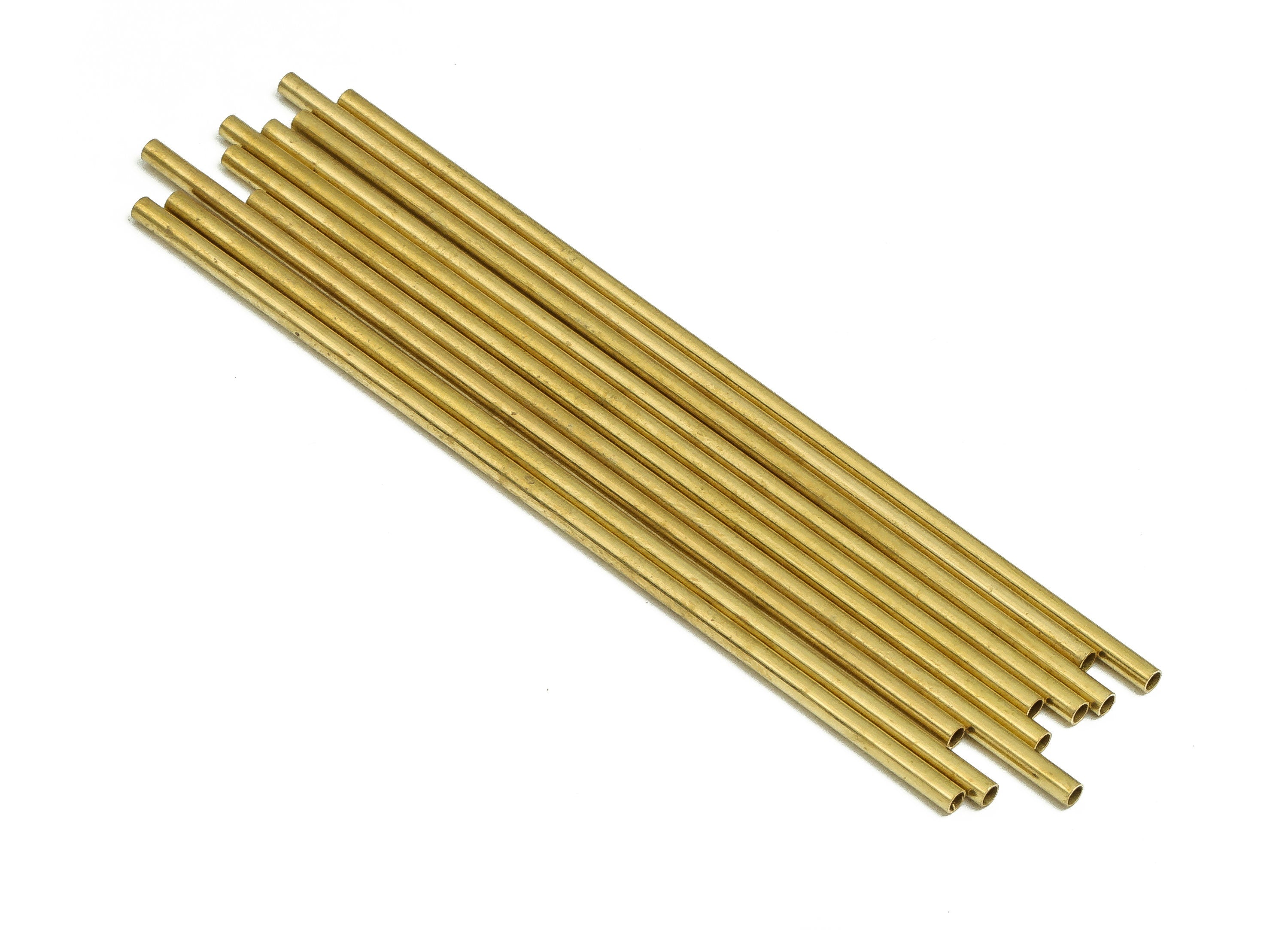 Round Brass Himmeli Tubes - Raw Brass Himmeli DIY Tube Beads - Circle Pipes for Geometric Shapes - For Air Plants -2x0.2x80mm- PP4568-80 - DOMEDBAZAAR