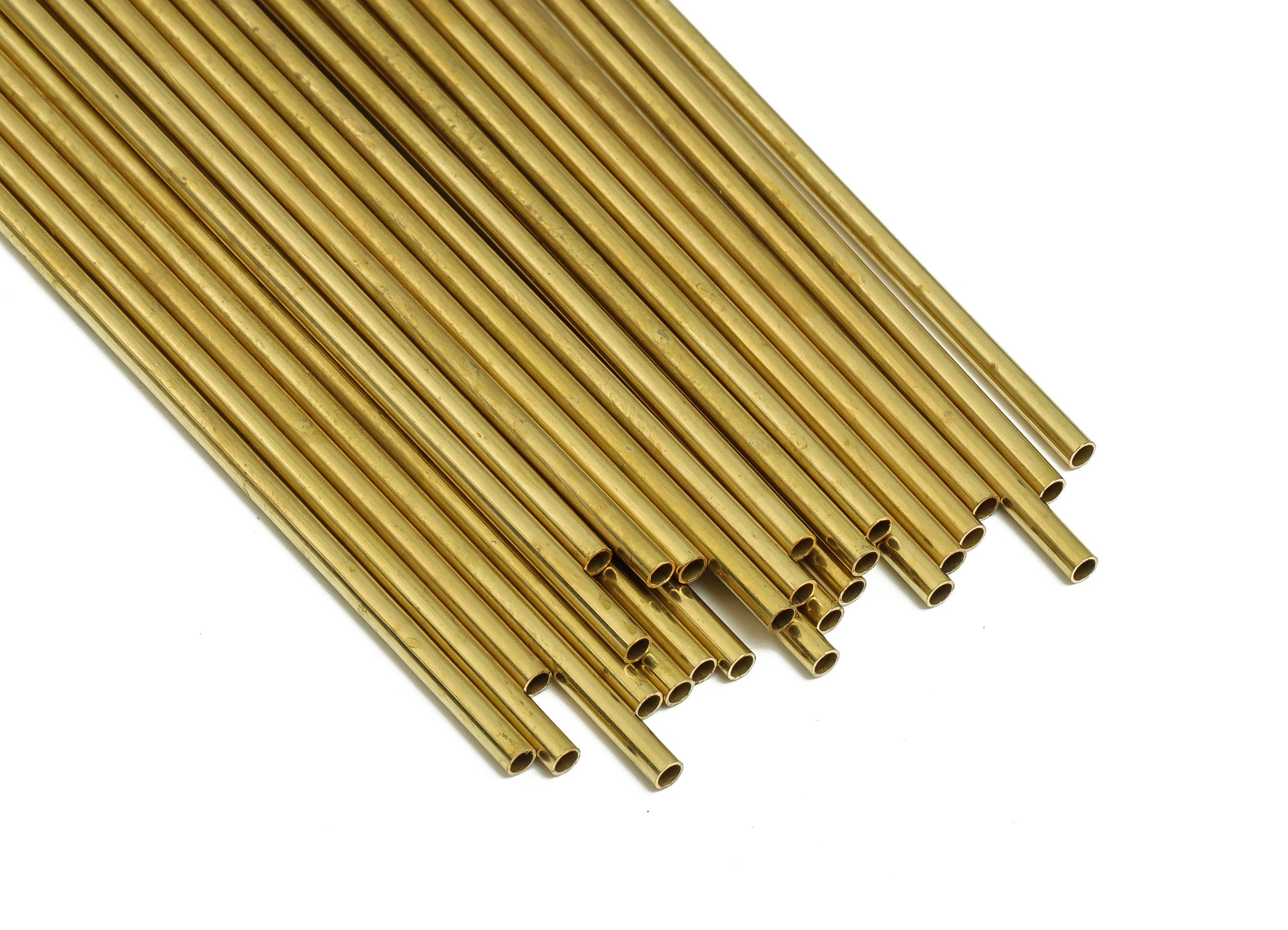 Round Brass Himmeli Tubes - Raw Brass Himmeli DIY Tube Beads - Circle Pipes for Geometric Shapes - For Air Plants -2x0.2x80mm- PP4568-80 - DOMEDBAZAAR