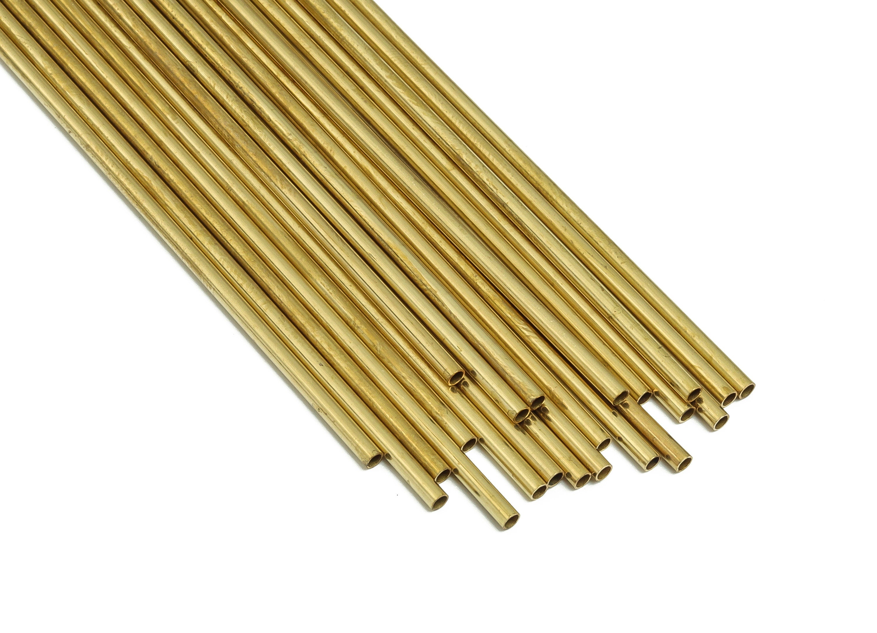 Round Brass Himmeli Tubes - Raw Brass Himmeli DIY Tube Beads - Circle Pipes for Geometric Shapes - For Air Plants -2x0.2x100mm- PP4568-100 - DOMEDBAZAAR