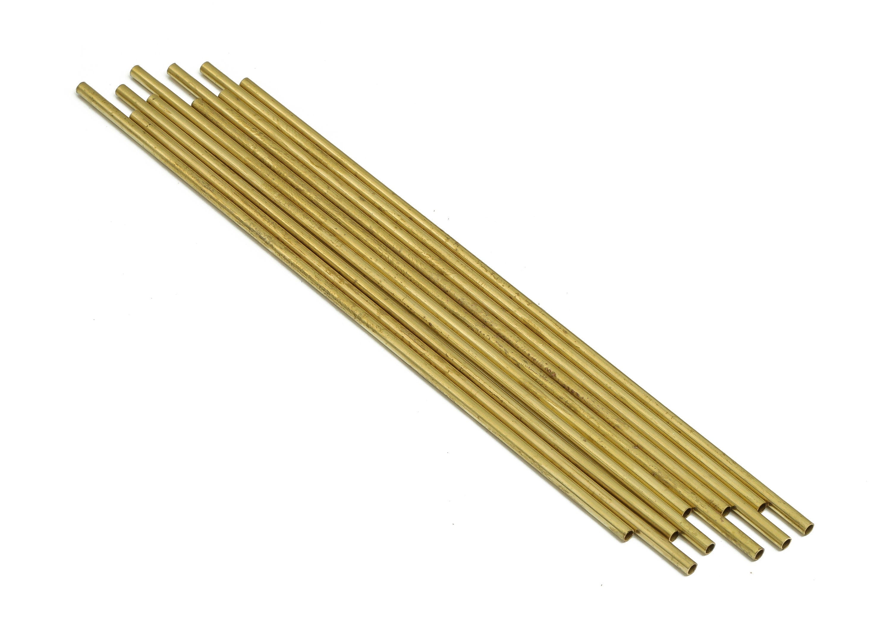 Round Brass Himmeli Tubes - Raw Brass Himmeli DIY Tube Beads - Circle Pipes for Geometric Shapes - For Air Plants -2x0.2x110mm- PP4568-110 - DOMEDBAZAAR