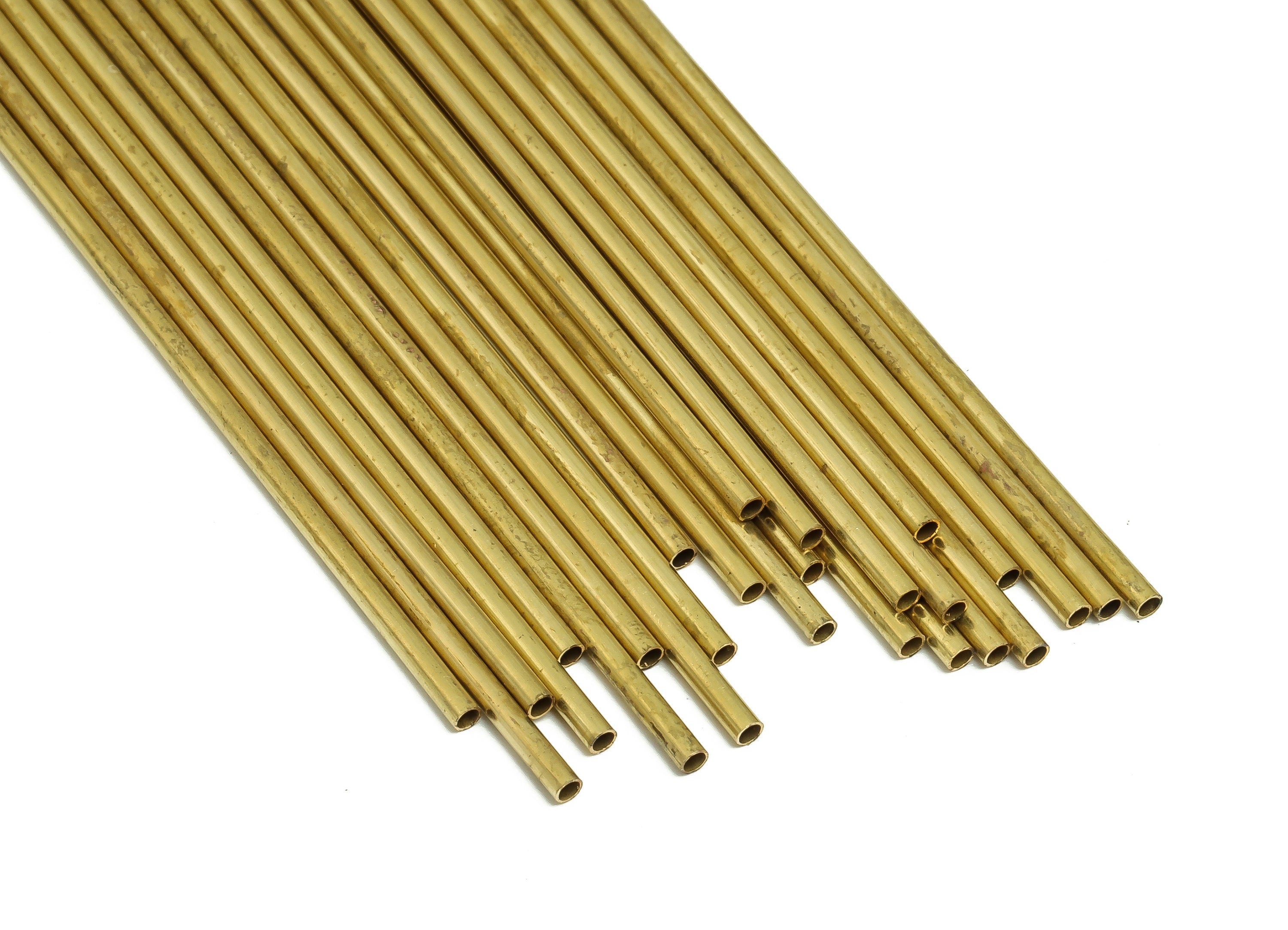 Round Brass Himmeli Tubes - Raw Brass Himmeli DIY Tube Beads - Circle Pipes for Geometric Shapes - For Air Plants -2x0.2x110mm- PP4568-110 - DOMEDBAZAAR