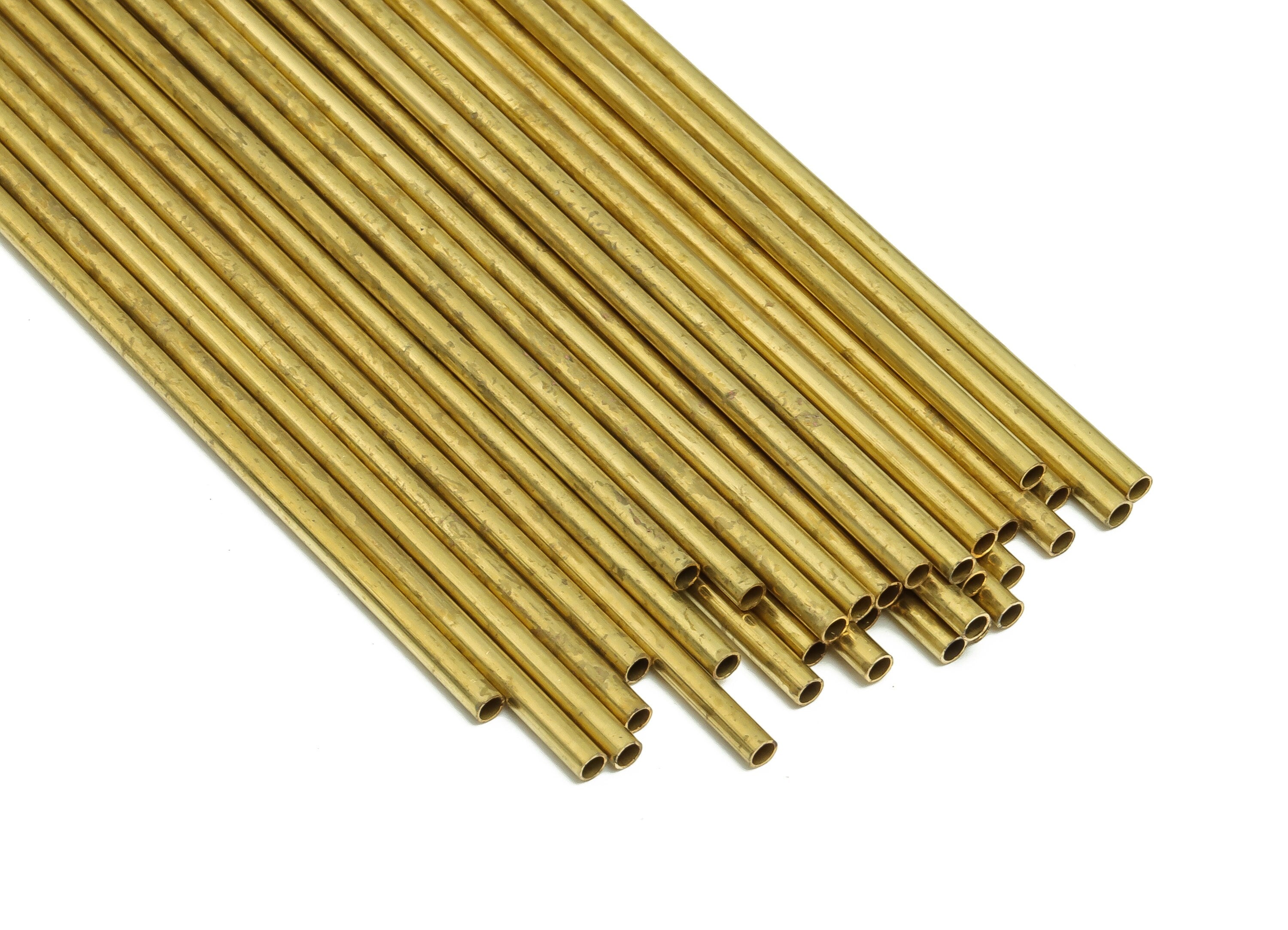 Round Brass Himmeli Tubes - Raw Brass Himmeli DIY Tube Beads - Circle Pipes for Geometric Shapes - For Air Plants -2x0.2x120mm- PP4568-120 - DOMEDBAZAAR