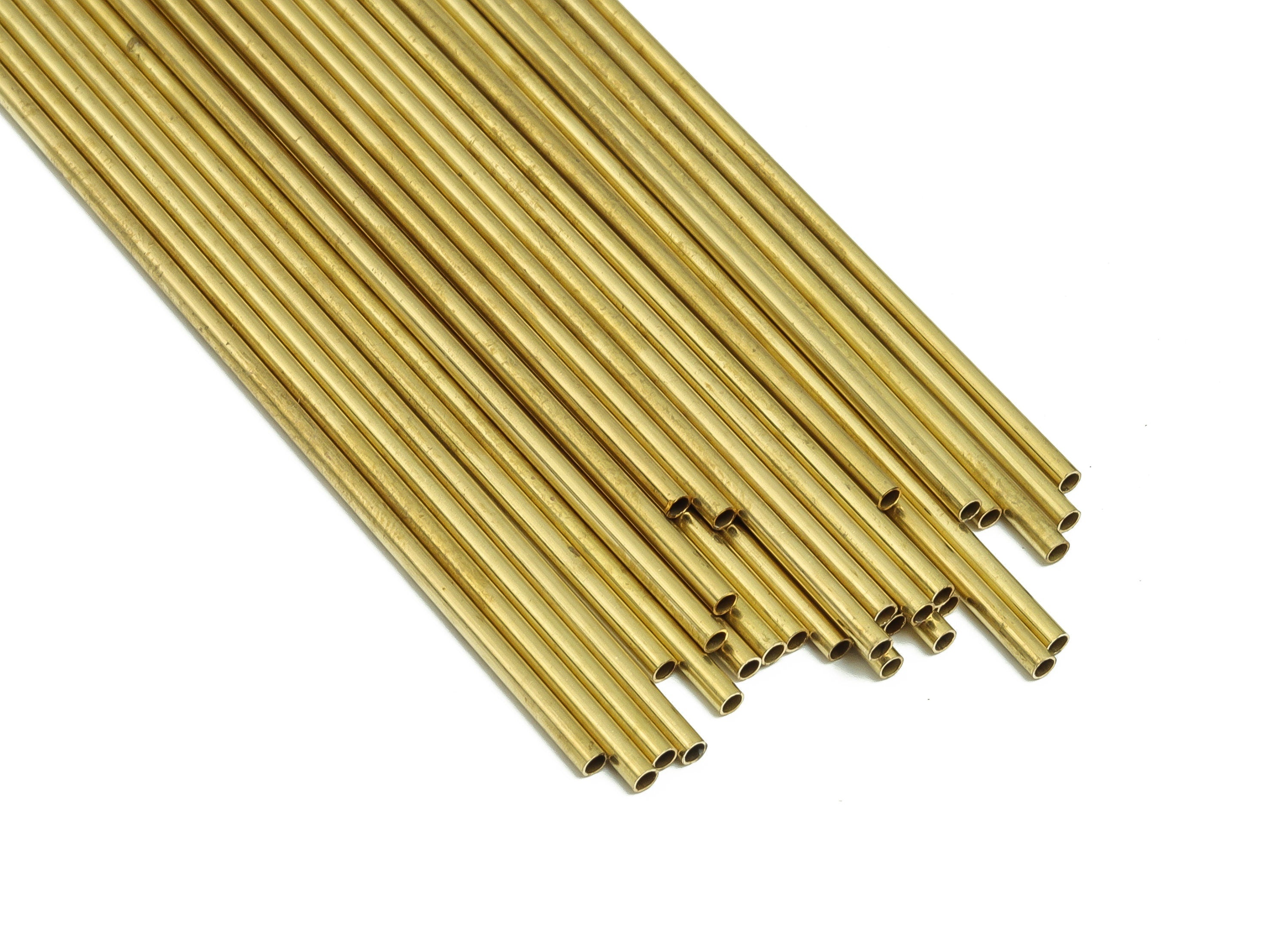Round Brass Himmeli Tubes - Raw Brass Himmeli DIY Tube Beads - Circle Pipes for Geometric Shapes - For Air Plants -2x0.2x130mm- PP4568-130 - DOMEDBAZAAR