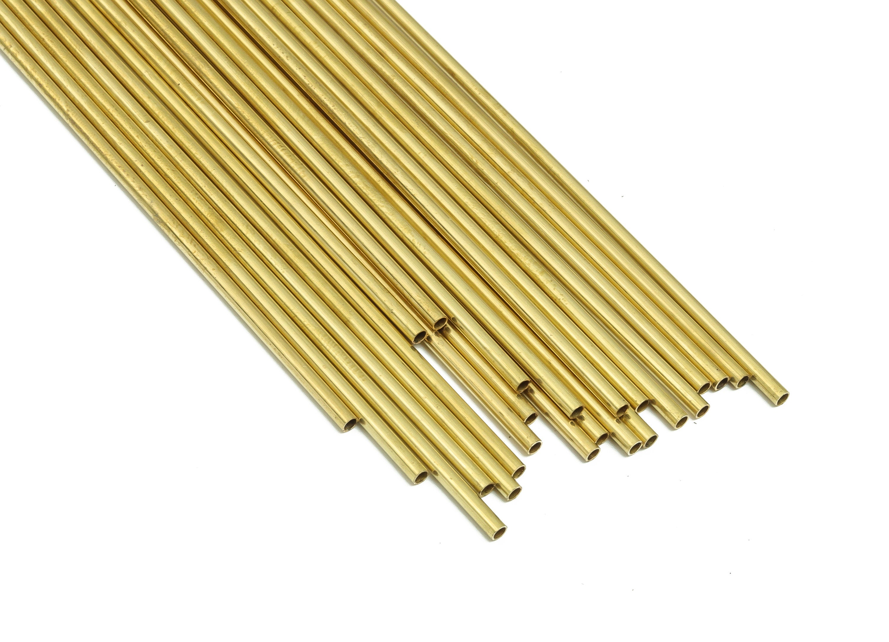 Round Brass Himmeli Tubes - Raw Brass Himmeli DIY Tube Beads - Circle Pipes for Geometric Shapes - For Air Plants -2x0.2x140mm- PP4568-140 - DOMEDBAZAAR