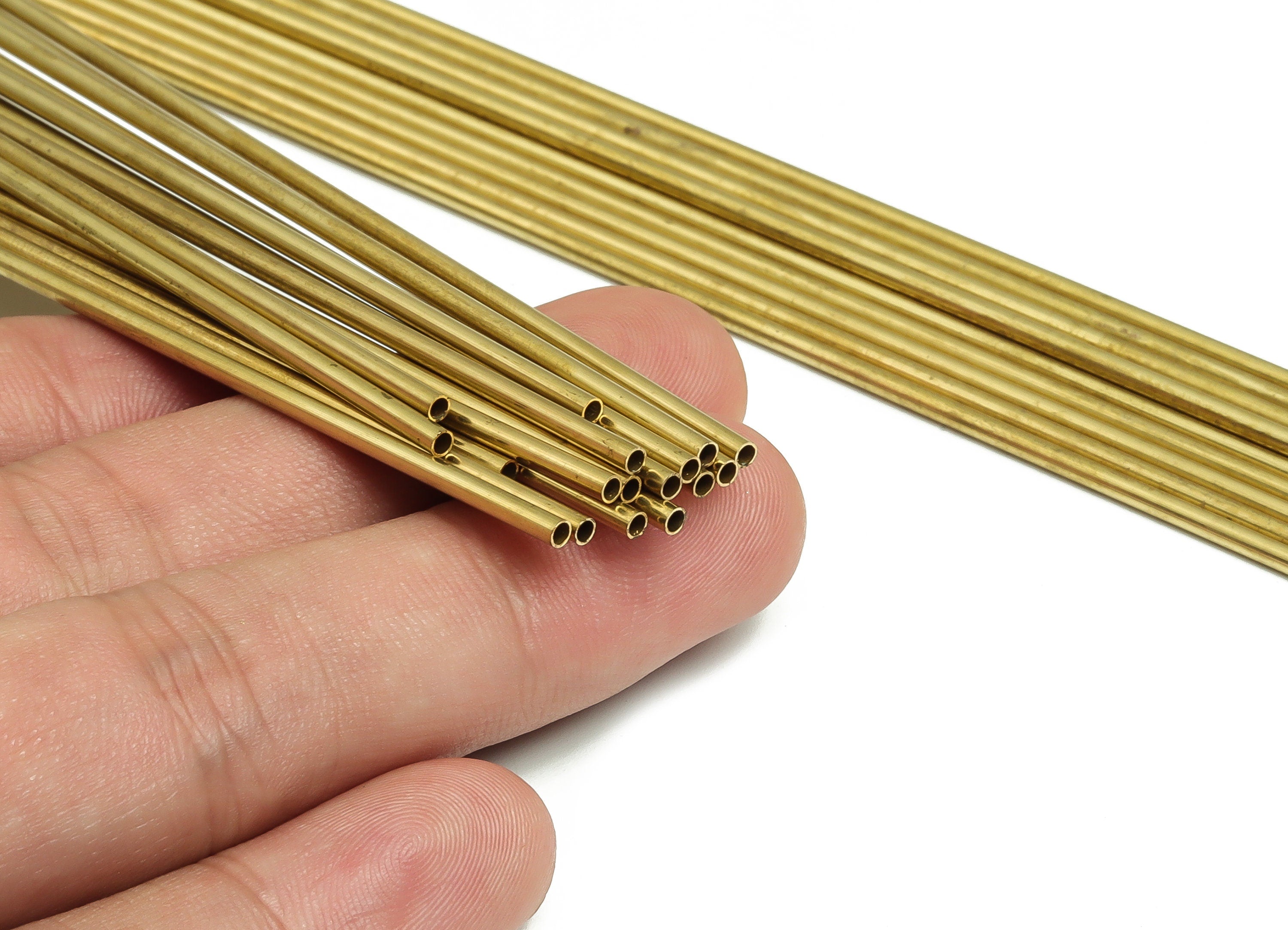 Round Brass Himmeli Tubes - Raw Brass Himmeli DIY Tube Beads - Circle Pipes for Geometric Shapes - For Air Plants -2x0.2x170mm- PP4568-170 - DOMEDBAZAAR