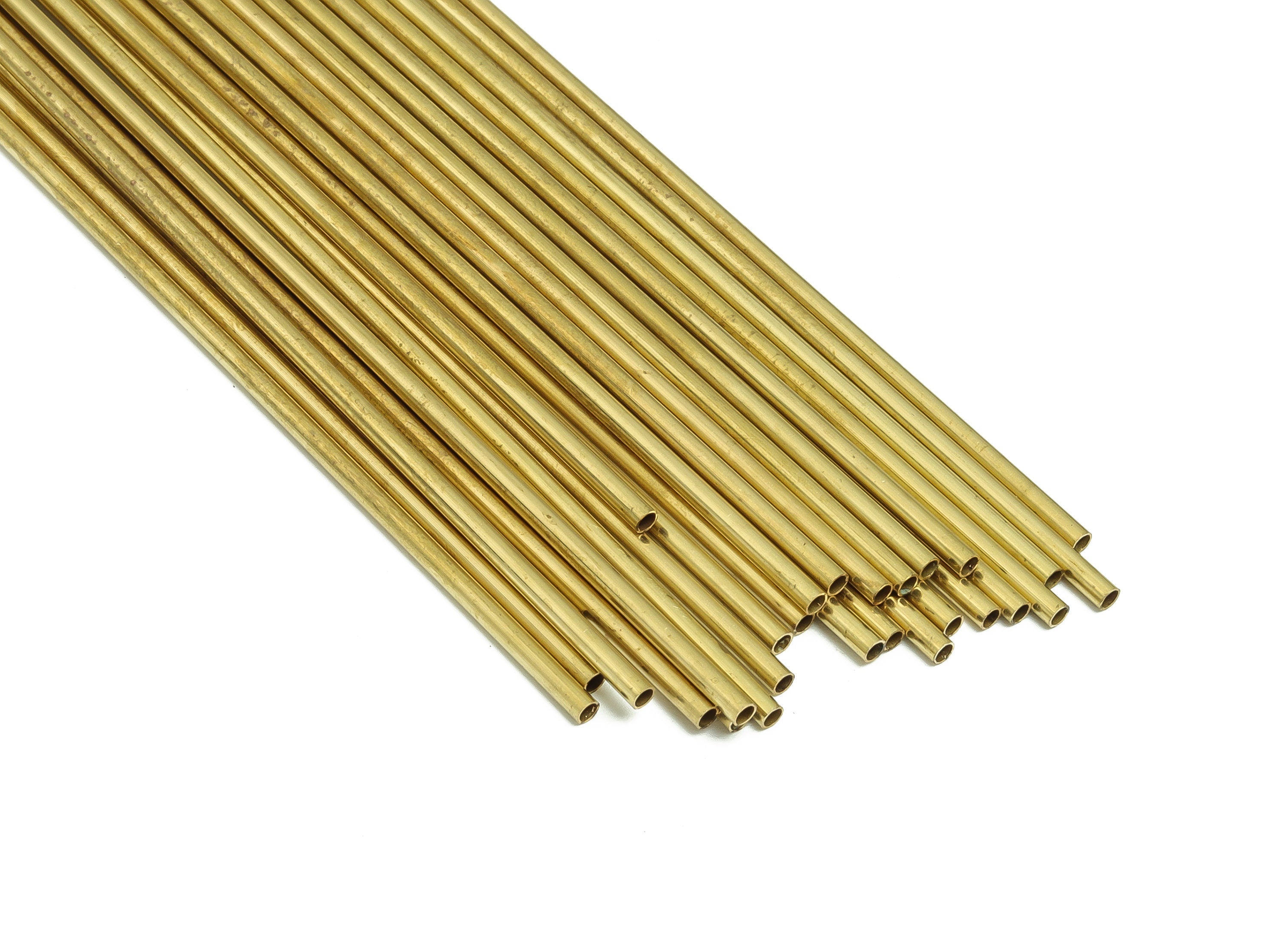 Round Brass Himmeli Tubes - Raw Brass Himmeli DIY Tube Beads - Circle Pipes for Geometric Shapes - For Air Plants -2x0.2x170mm- PP4568-170 - DOMEDBAZAAR