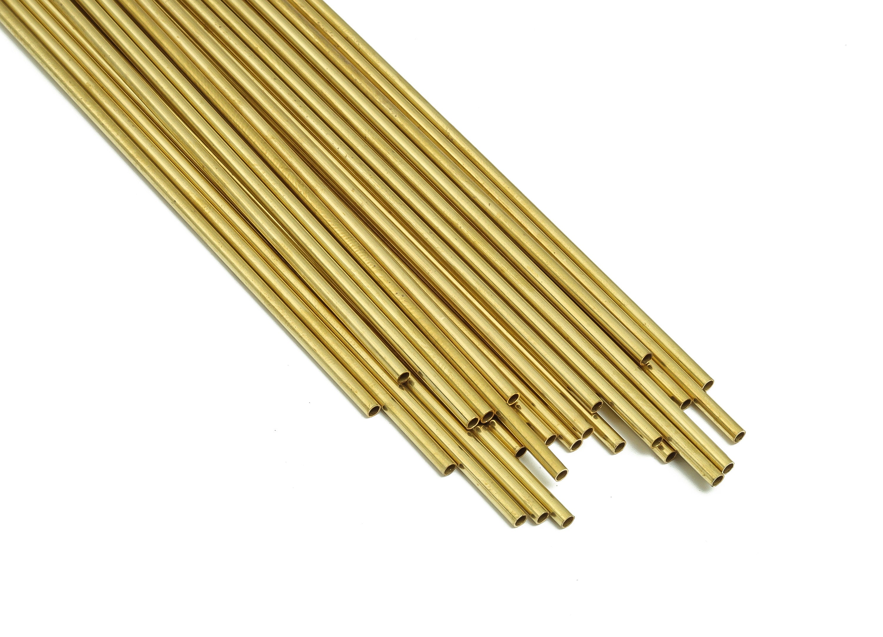 Round Brass Himmeli Tubes - Raw Brass Himmeli DIY Tube Beads - Circle Pipes for Geometric Shapes - For Air Plants -2x0.2x180mm- PP4568-180 - DOMEDBAZAAR