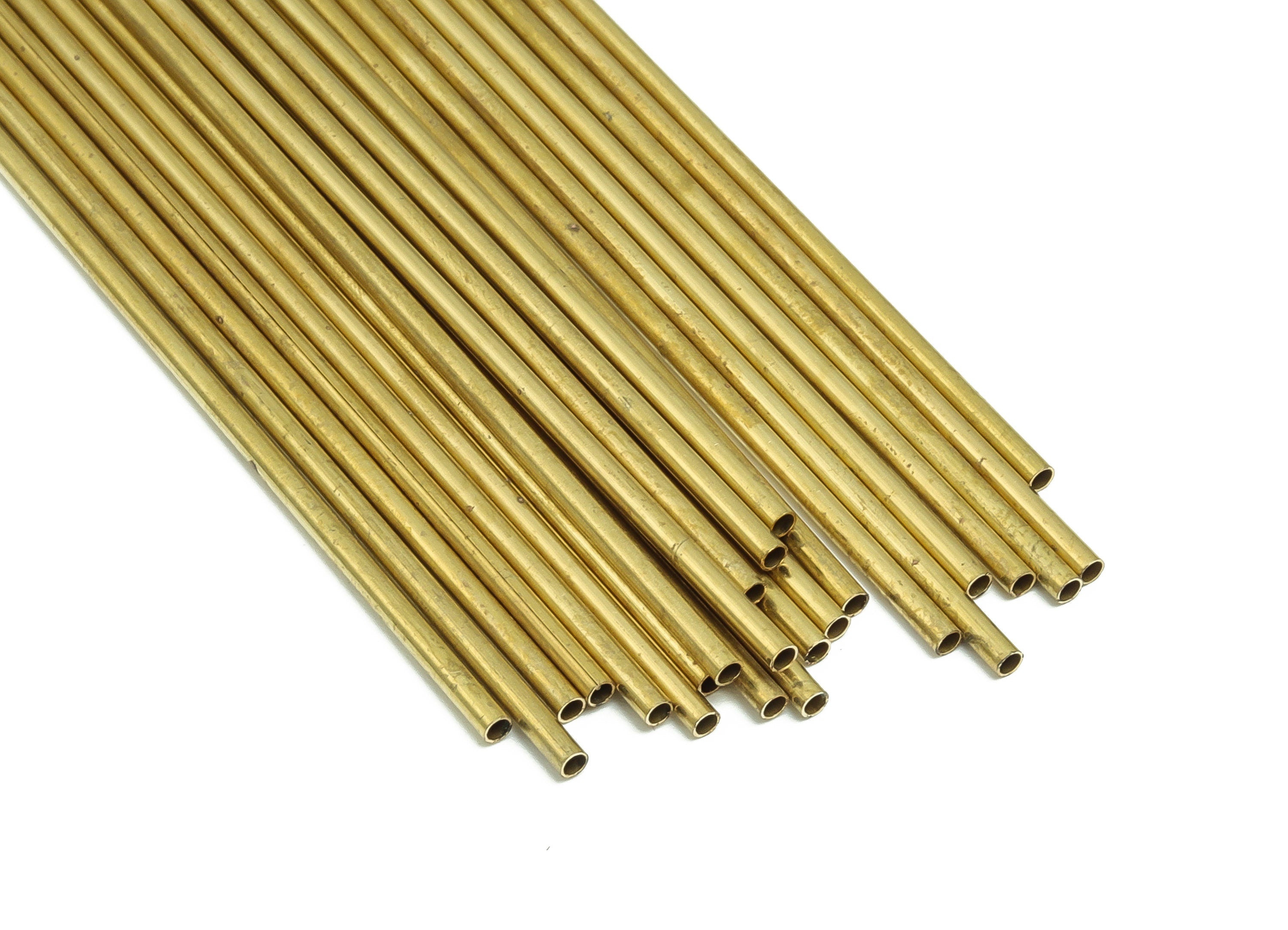 Round Brass Himmeli Tubes - Raw Brass Himmeli DIY Tube Beads - Circle Pipes for Geometric Shapes - For Air Plants -2x0.2x200mm- PP4568-200 - DOMEDBAZAAR