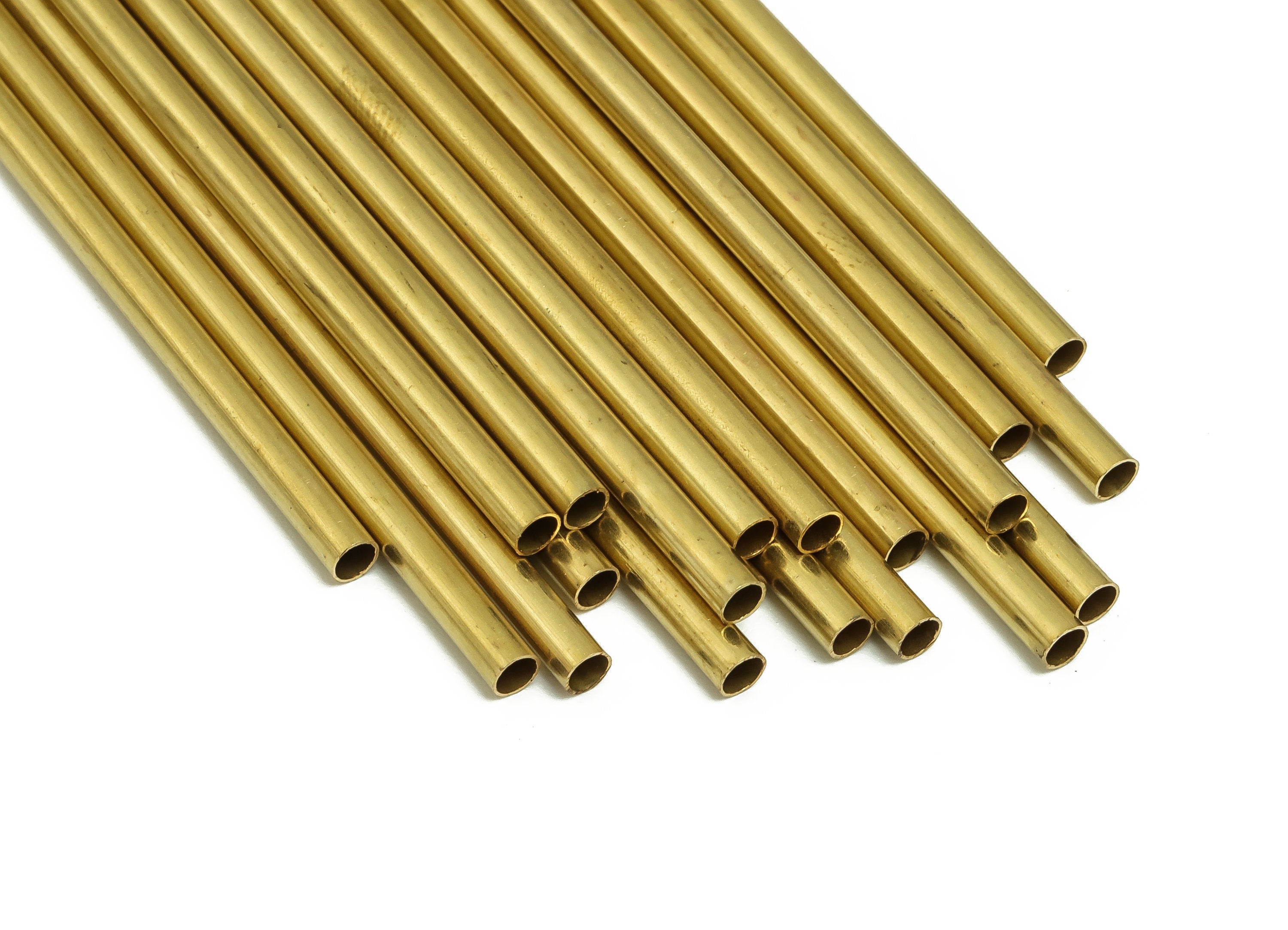 Round Brass Himmeli Tubes - Raw Brass Himmeli DIY Tube Beads - Circle Pipes for Geometric Shapes - For Air Plants -2.5x0.2x50mm- PP4569-50 - DOMEDBAZAAR