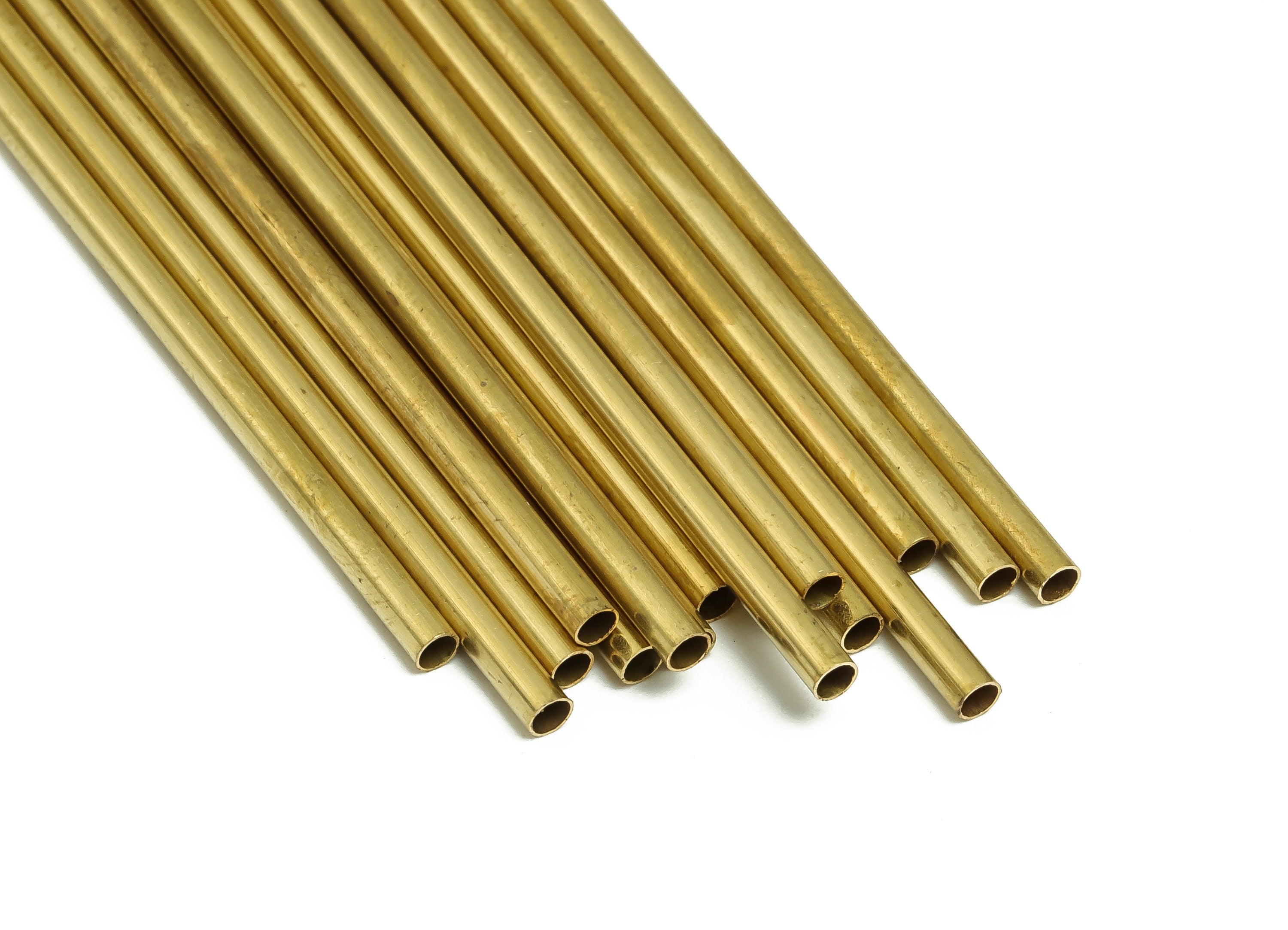 Round Brass Himmeli Tubes - Raw Brass Himmeli DIY Tube Beads - Circle Pipes for Geometric Shapes - For Air Plants -2.5x0.2x60mm- PP4569-60 - DOMEDBAZAAR