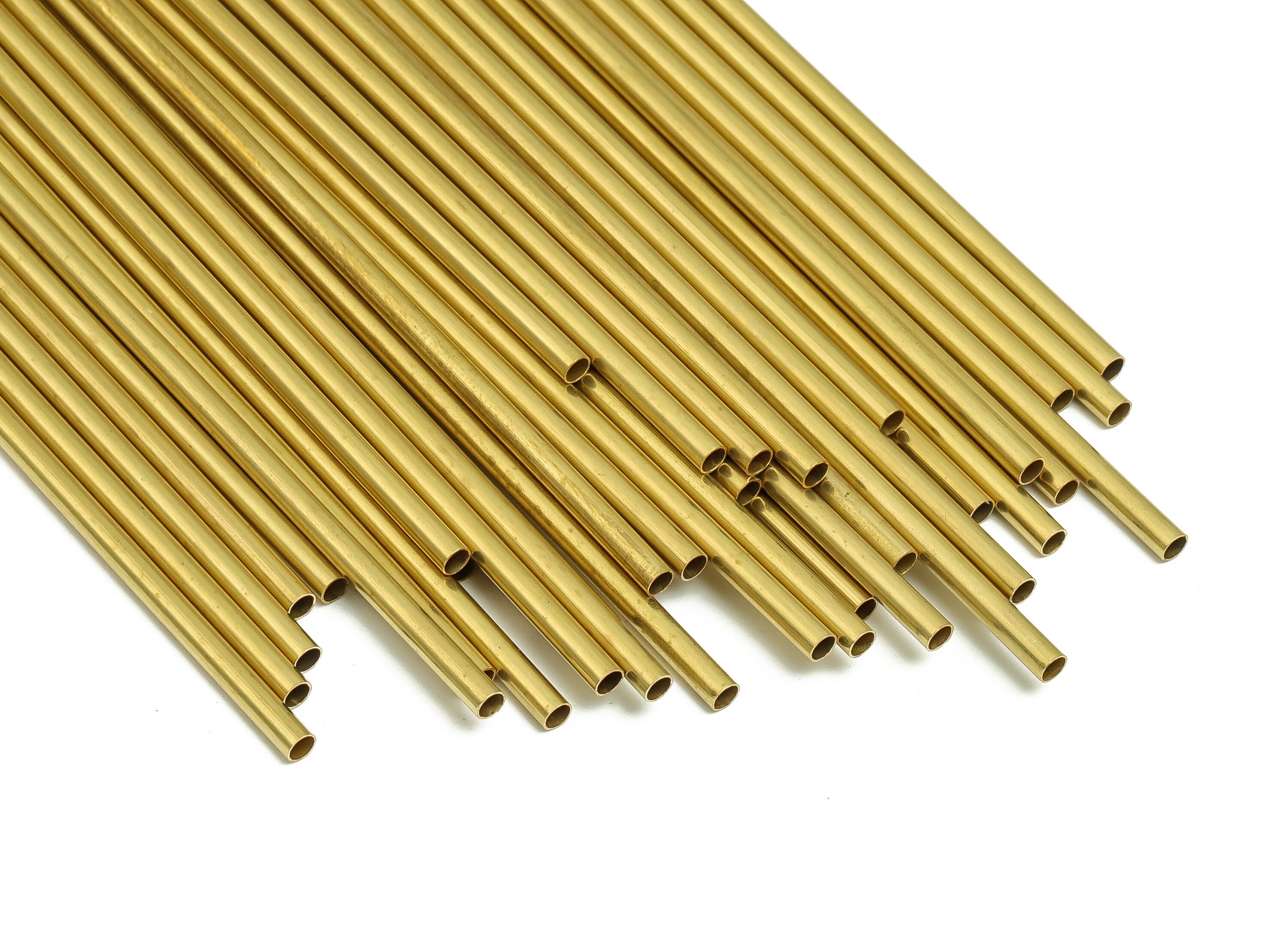 Round Brass Himmeli Tubes - Raw Brass Himmeli DIY Tube Beads - Circle Pipes for Geometric Shapes - For Air Plants -2.5x0.2x90mm- PP4569-90 - DOMEDBAZAAR
