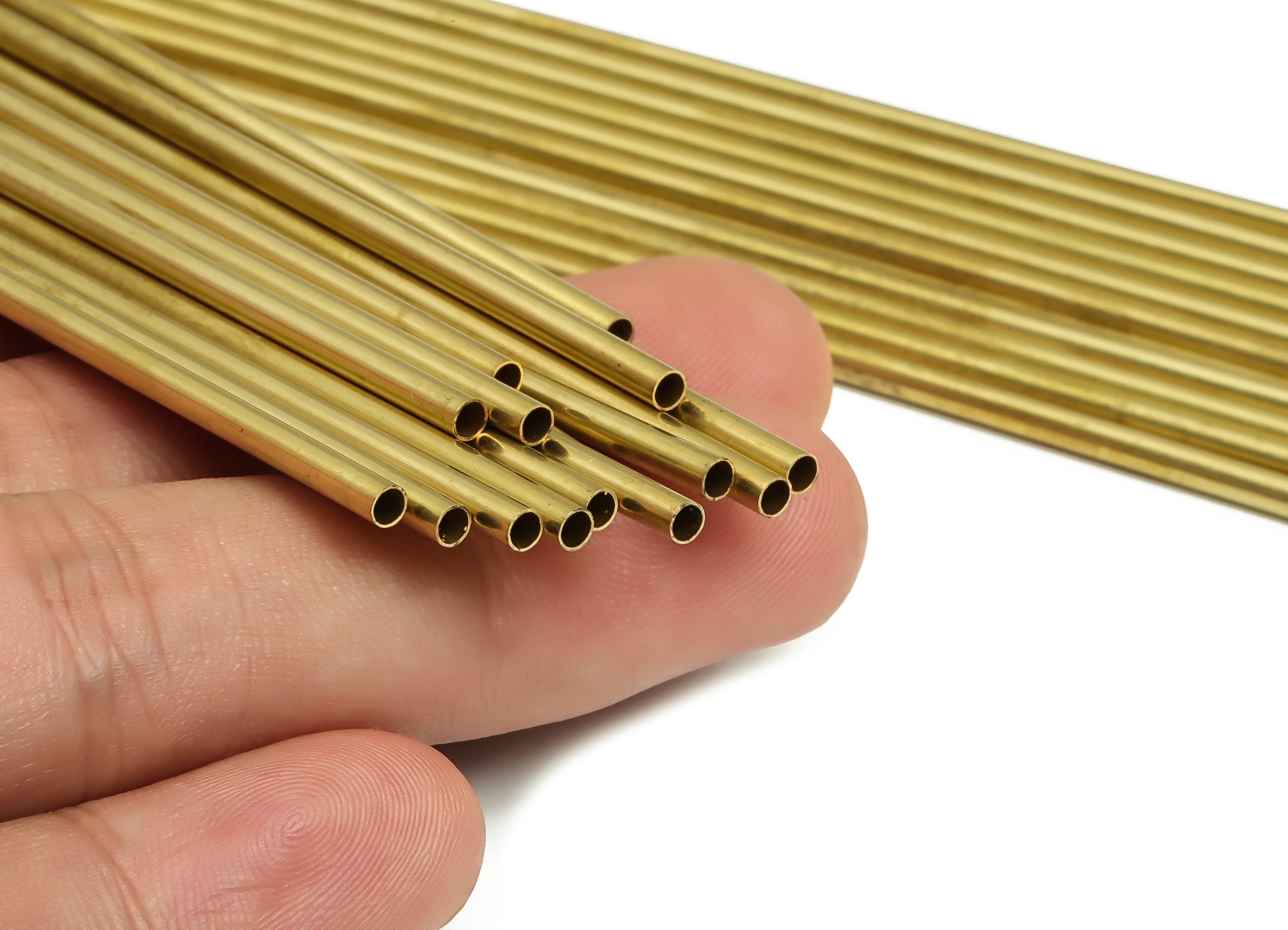 Round Brass Himmeli Tubes - Raw Brass Himmeli DIY Tube Beads - Circle Pipes for Geometric Shapes - For Air Plants -2.5x0.2x120mm- PP4569-120 - DOMEDBAZAAR