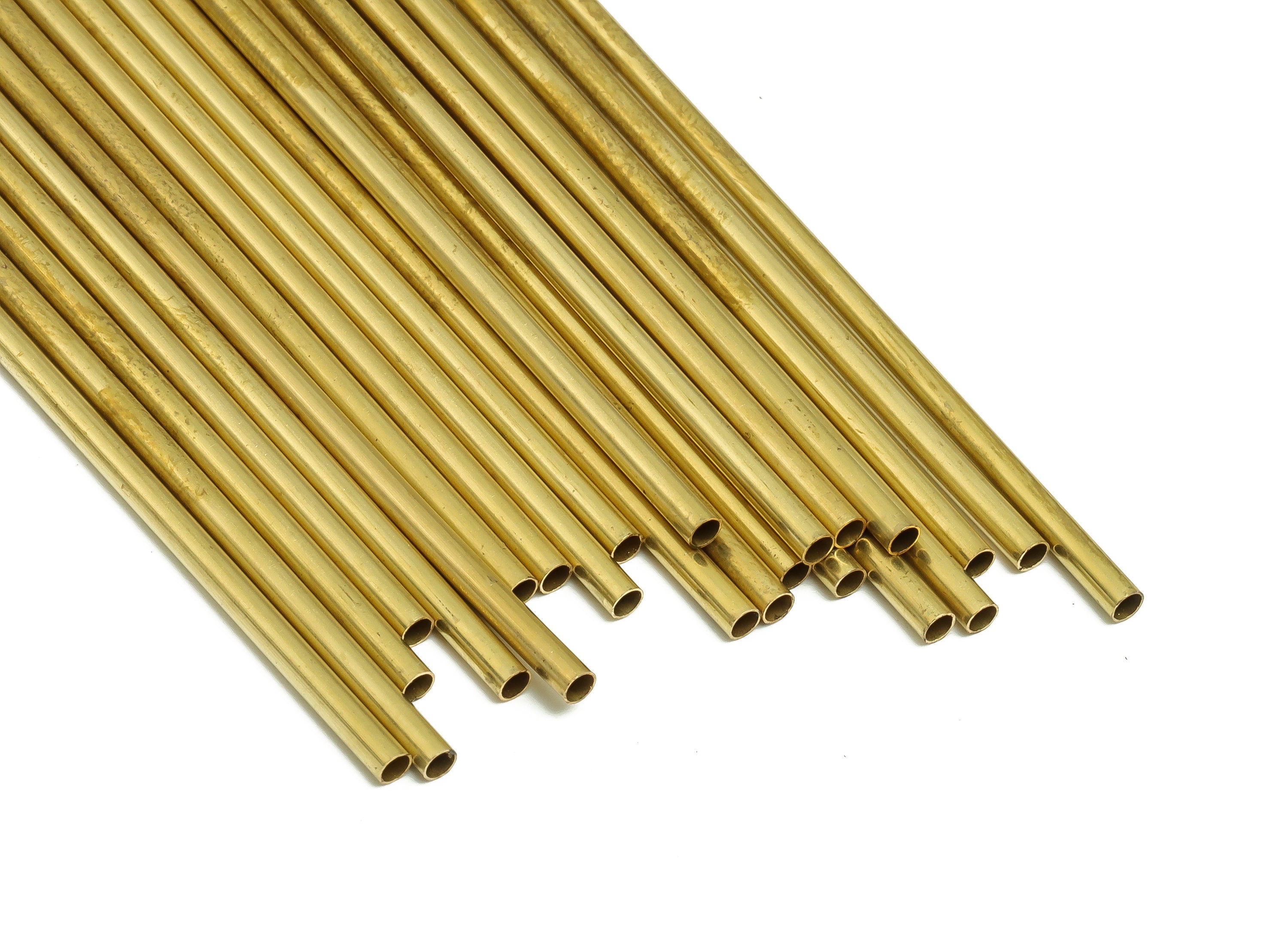 Round Brass Himmeli Tubes - Raw Brass Himmeli DIY Tube Beads - Circle Pipes for Geometric Shapes - For Air Plants -2.5x0.2x120mm- PP4569-120 - DOMEDBAZAAR