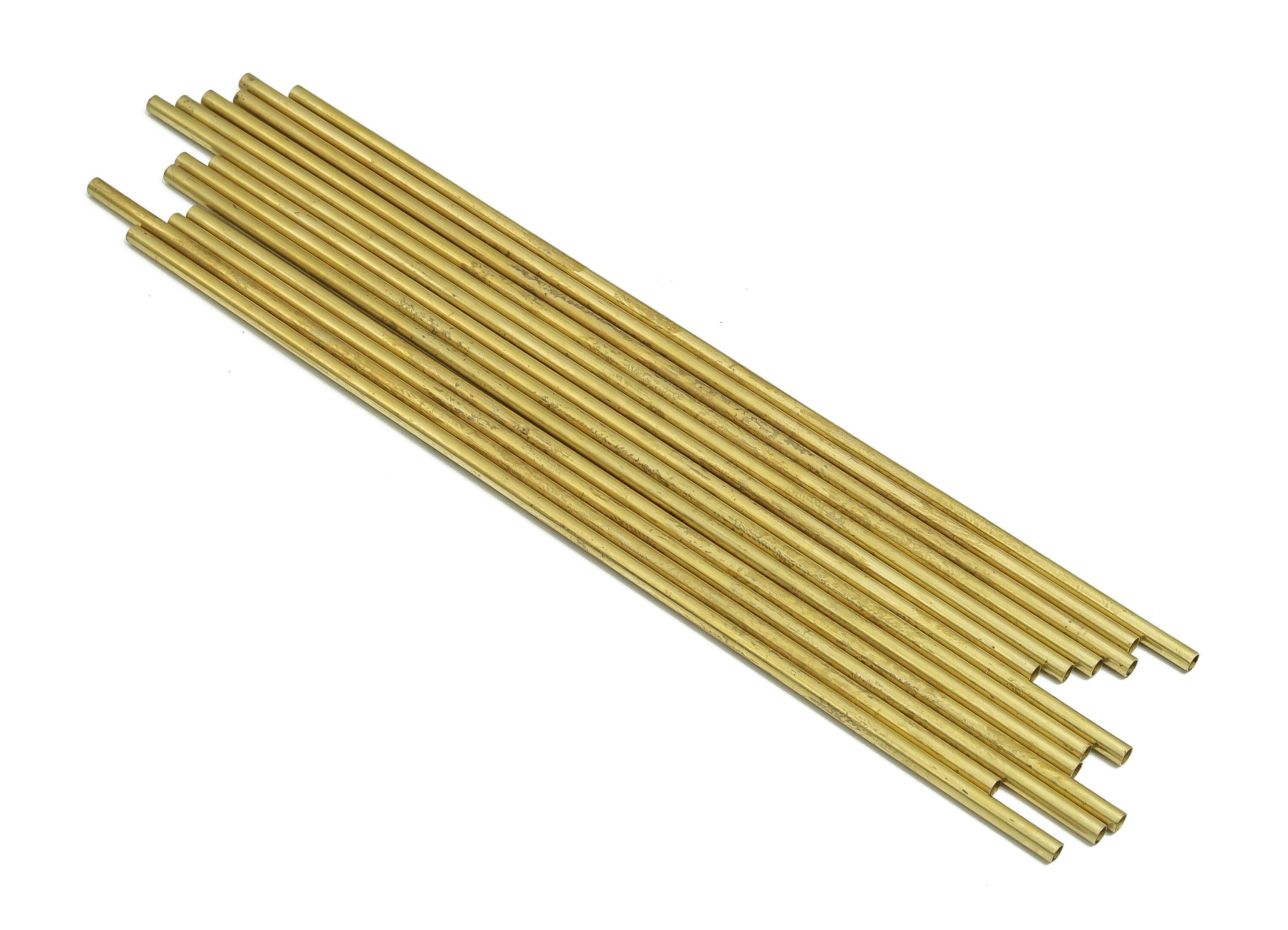 Round Brass Himmeli Tubes - Raw Brass Himmeli DIY Tube Beads - Circle Pipes for Geometric Shapes - For Air Plants -2.5x0.2x140mm- PP4569-140 - DOMEDBAZAAR