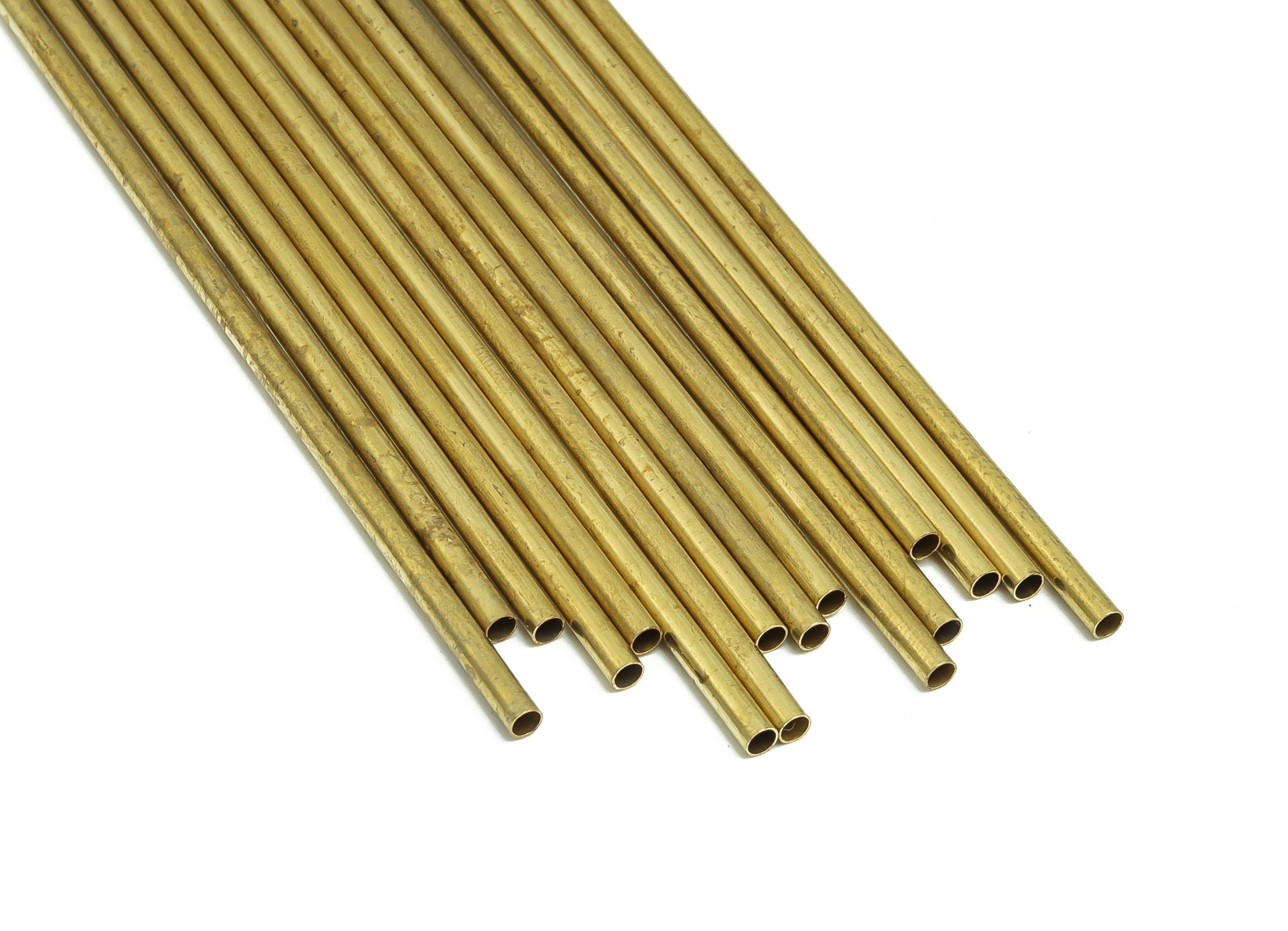 Round Brass Himmeli Tubes - Raw Brass Himmeli DIY Tube Beads - Circle Pipes for Geometric Shapes - For Air Plants -2.5x0.2x150mm- PP4569-150 - DOMEDBAZAAR