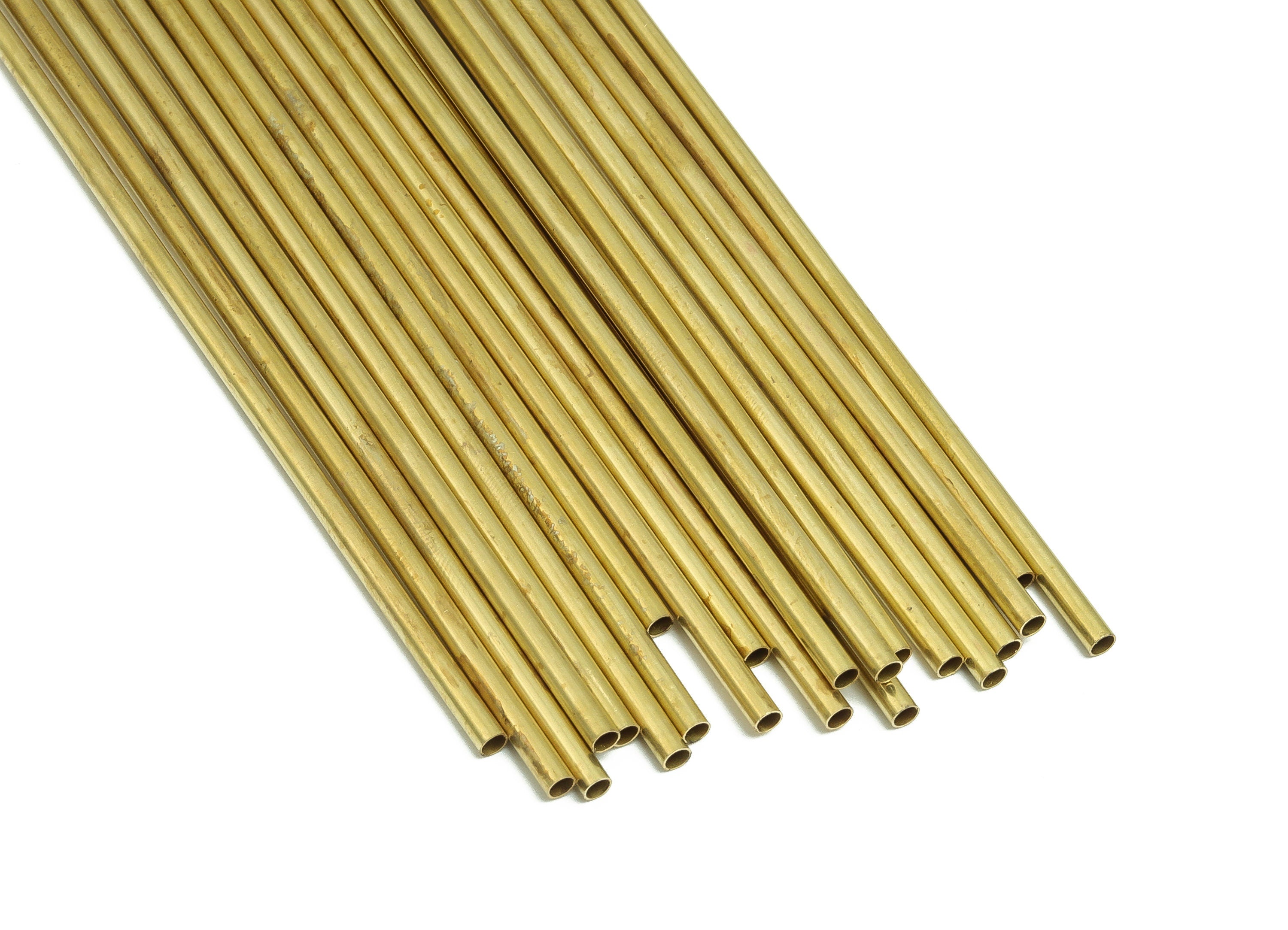 Round Brass Himmeli Tubes - Raw Brass Himmeli DIY Tube Beads - Circle Pipes for Geometric Shapes - For Air Plants -2.5x0.2x190mm- PP4569-190 - DOMEDBAZAAR