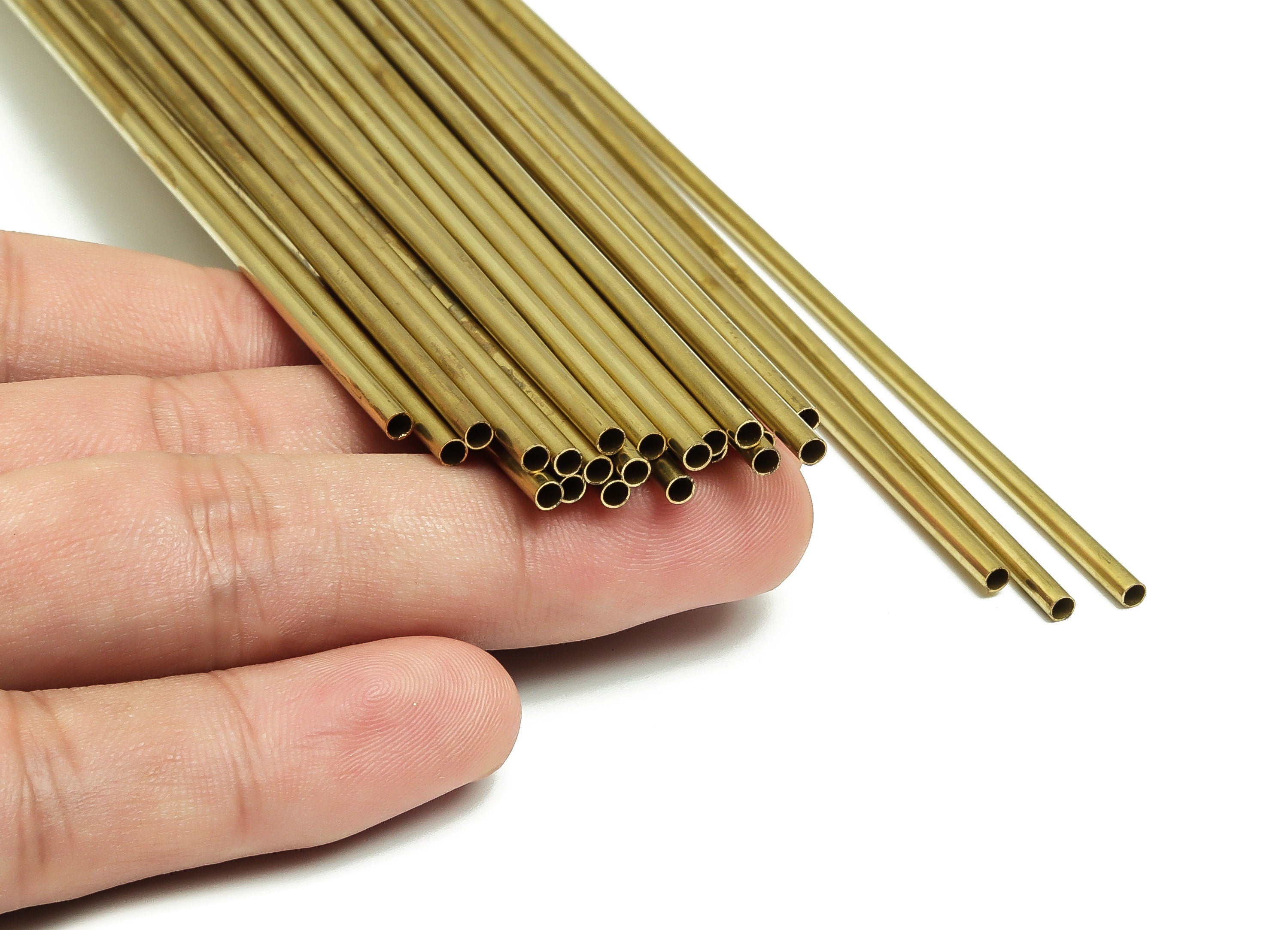 Round Brass Himmeli Tubes - Raw Brass Himmeli DIY Tube Beads - Circle Pipes for Geometric Shapes - For Air Plants -2.5x0.2x250mm- PP4569-250 - DOMEDBAZAAR