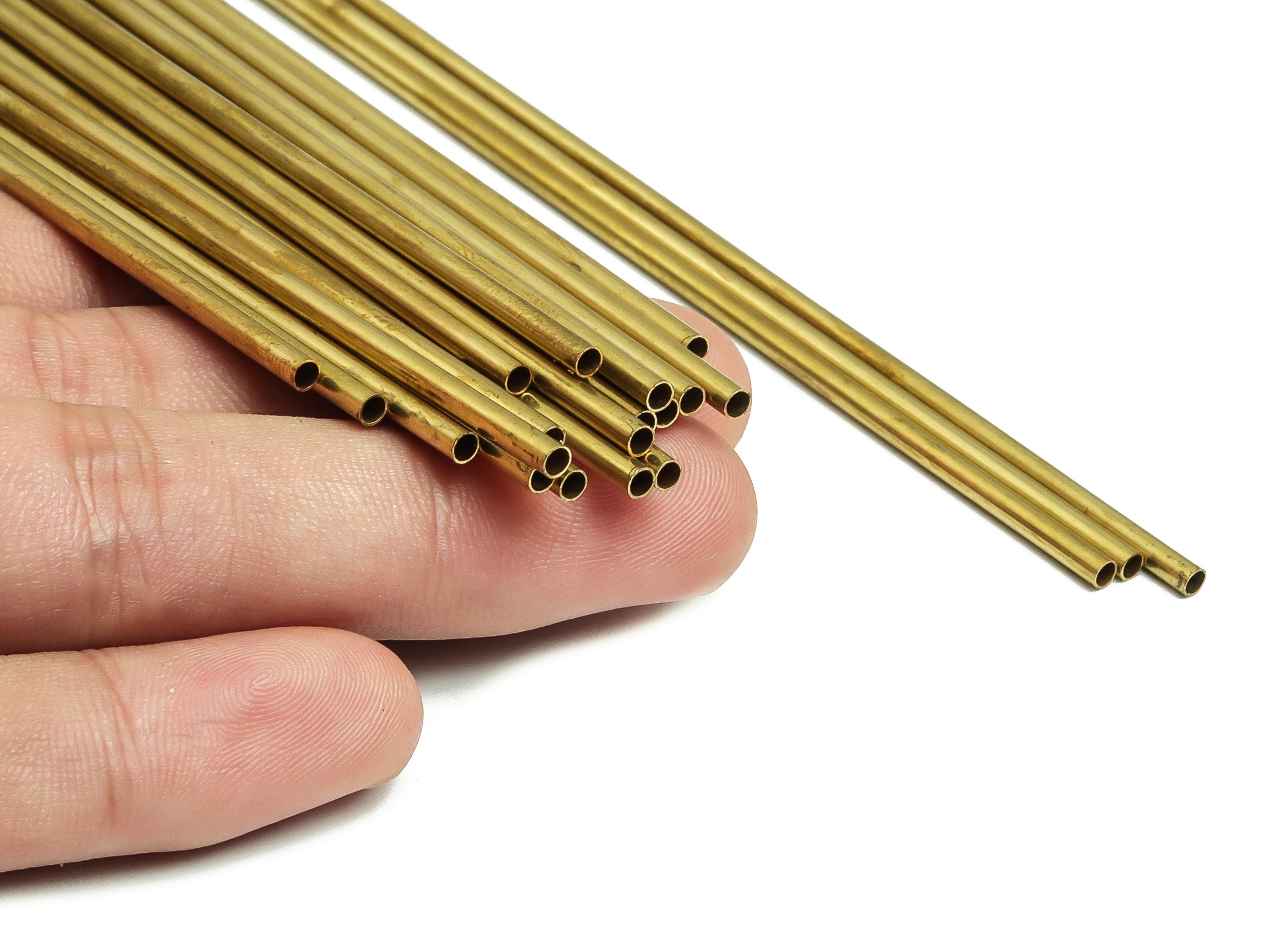Round Brass Himmeli Tubes - Raw Brass Himmeli DIY Tube Beads - Circle Pipes for Geometric Shapes - For Air Plants -2.5x0.2x300mm- PP4569-300 - DOMEDBAZAAR