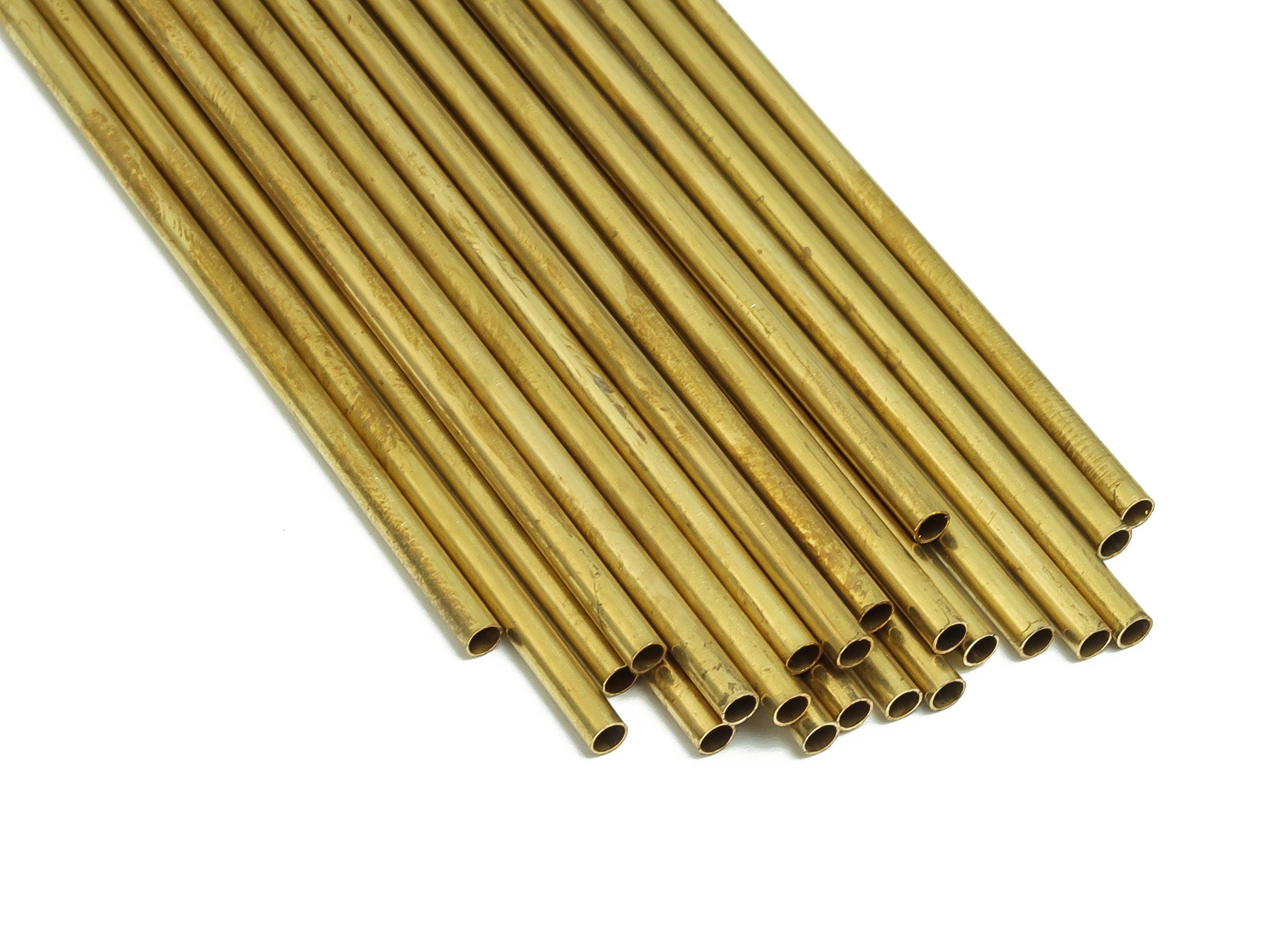 Round Brass Himmeli Tubes - Raw Brass Himmeli DIY Tube Beads - Circle Pipes for Geometric Shapes - For Air Plants -2.5x0.2x300mm- PP4569-300 - DOMEDBAZAAR