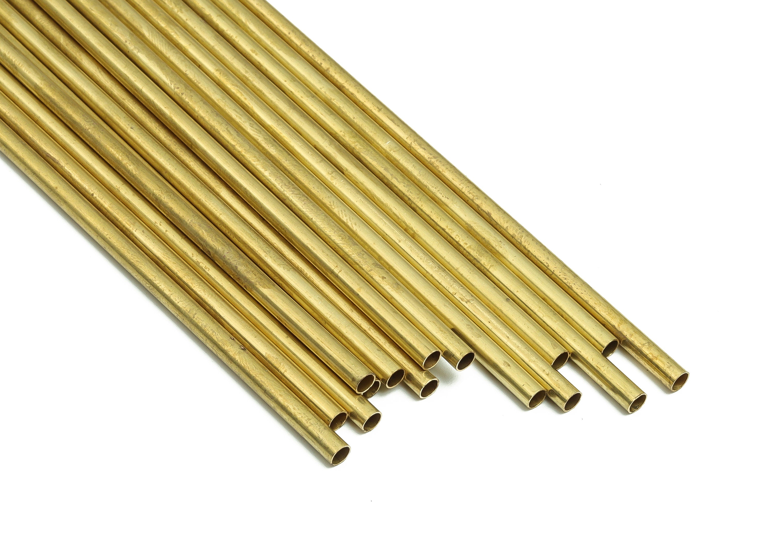 Round Brass Himmeli Tubes - Raw Brass Himmeli DIY Tube Beads - Circle Pipes for Geometric Shapes - For Air Plants -3x0.2x110mm- PP4570-110 - DOMEDBAZAAR