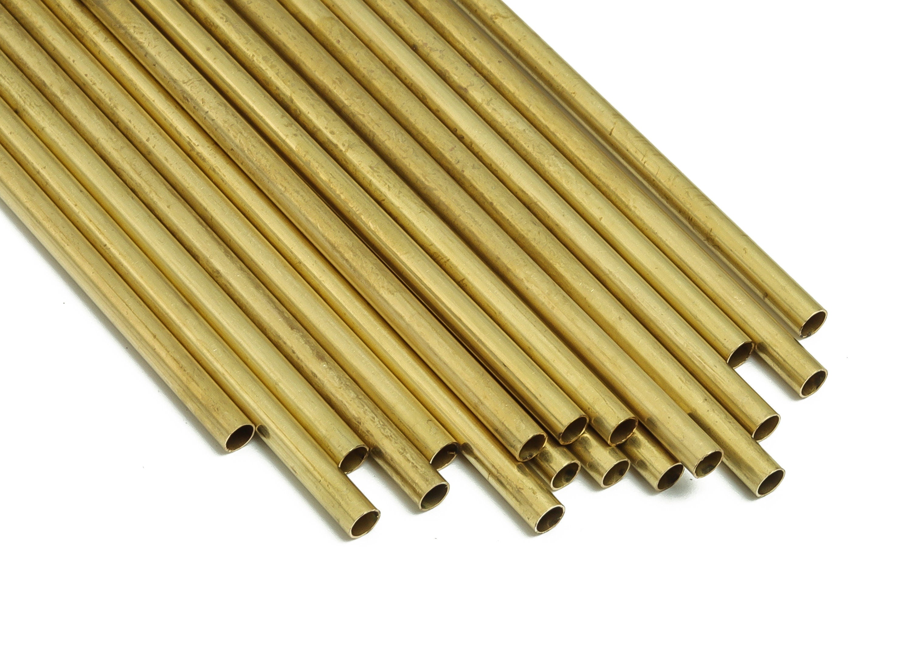 Round Brass Himmeli Tubes - Raw Brass Himmeli DIY Tube Beads - Circle Pipes for Geometric Shapes - For Air Plants -3x0.2x130mm- PP4570-130 - DOMEDBAZAAR