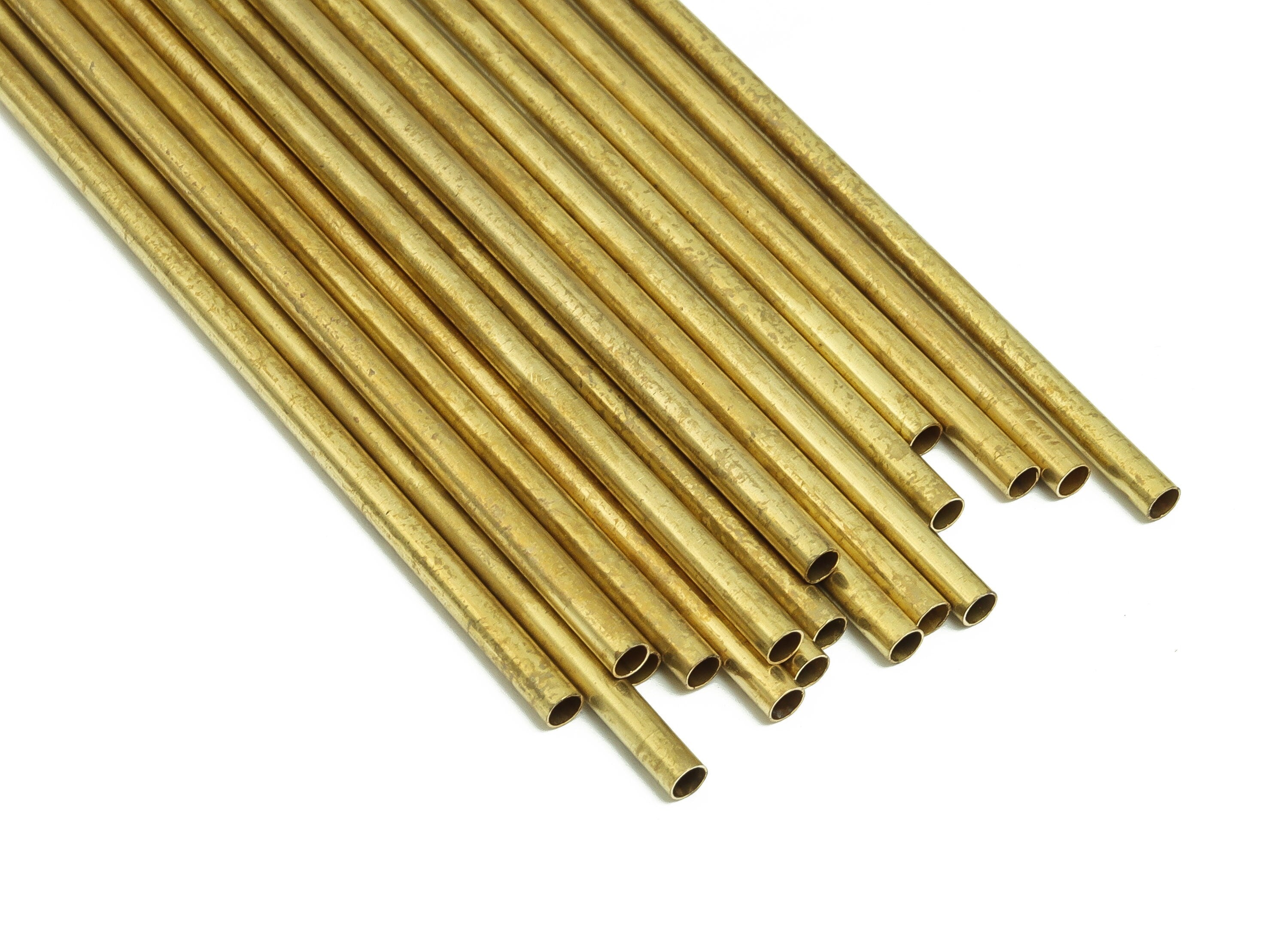 Round Brass Himmeli Tubes - Raw Brass Himmeli DIY Tube Beads - Circle Pipes for Geometric Shapes - For Air Plants -3x0.2x150mm- PP4570-150 - DOMEDBAZAAR